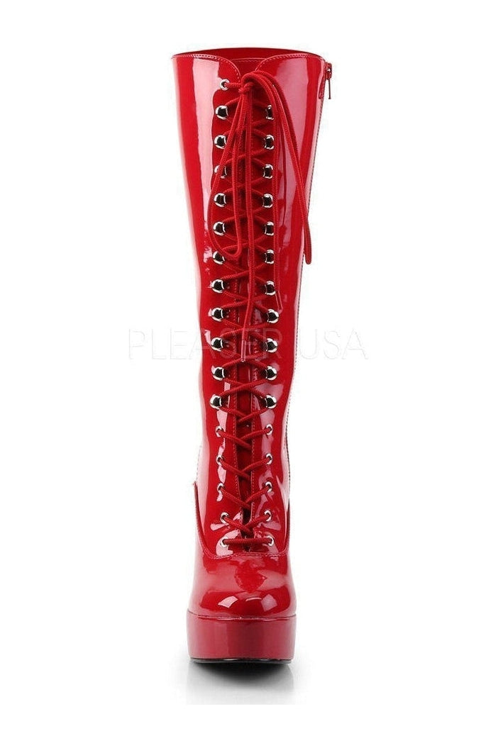 ELECTRA-2020 Red Patent Leather Platform Knee-High Boots with Stylish Design