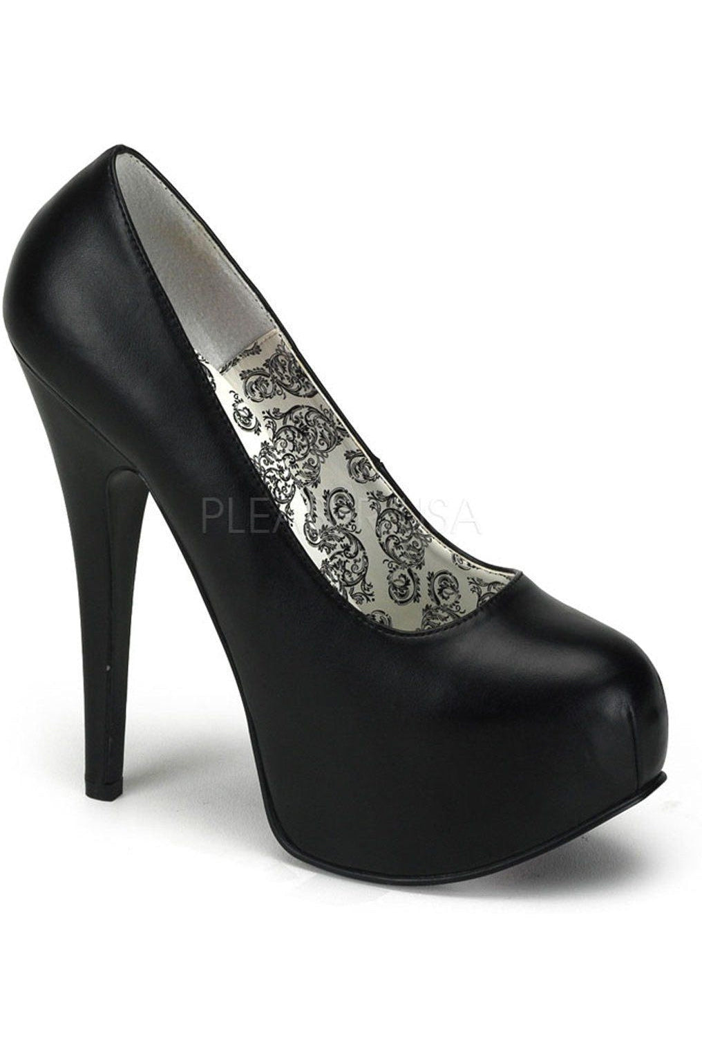 TEEZE-06 Black Faux Leather Platform Pump Shoes