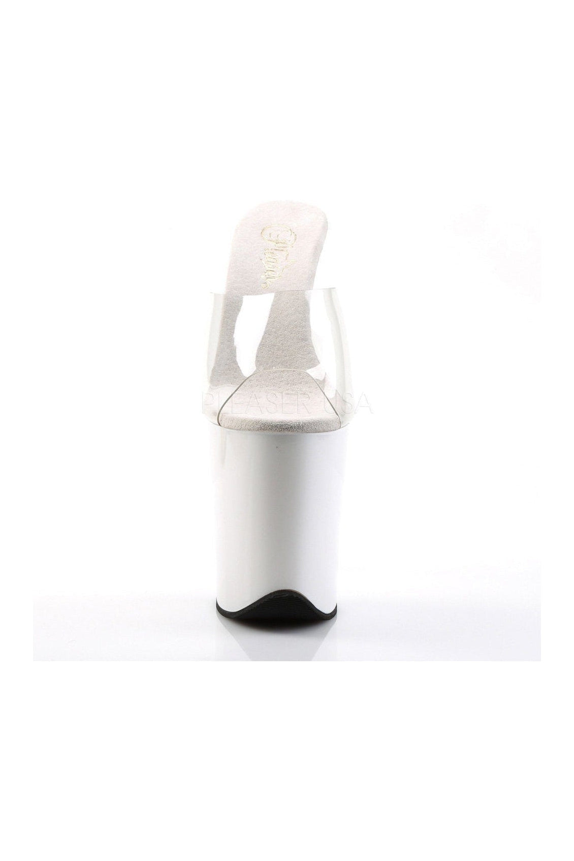 Clear Vinyl FLAMINGO - 801 Platform Slide with Stiletto Heel