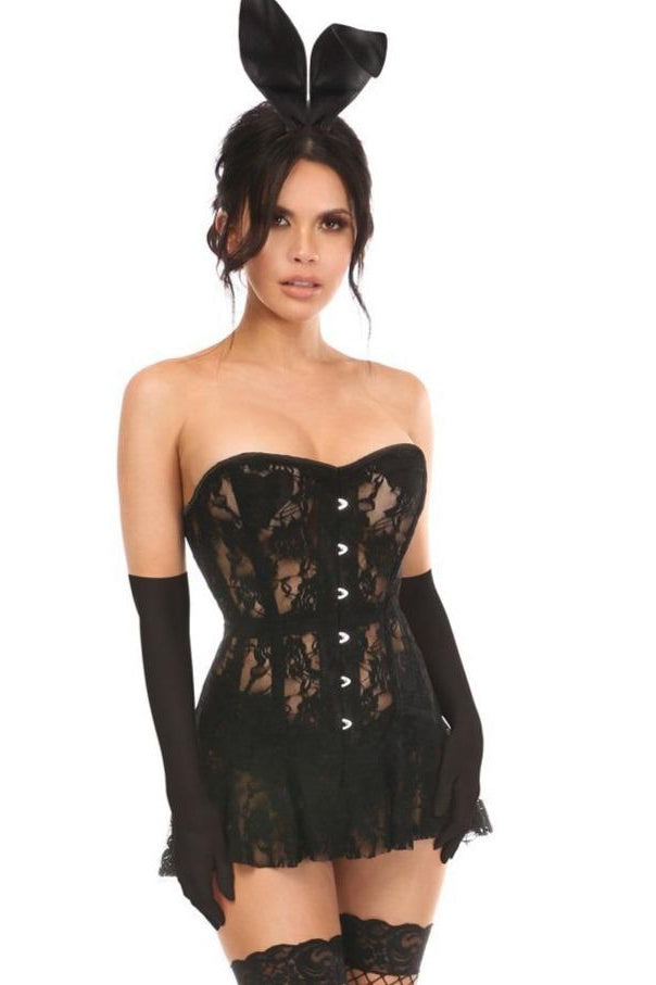 Plus Size Alluring Black Bunny-Themed Corset Dress Costume for Fashion Enthusiasts