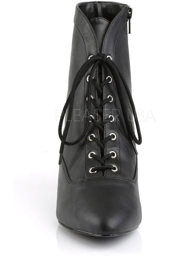 Black Faux Leather Ankle Boot FAB - 1005 with 2 - inch Heel