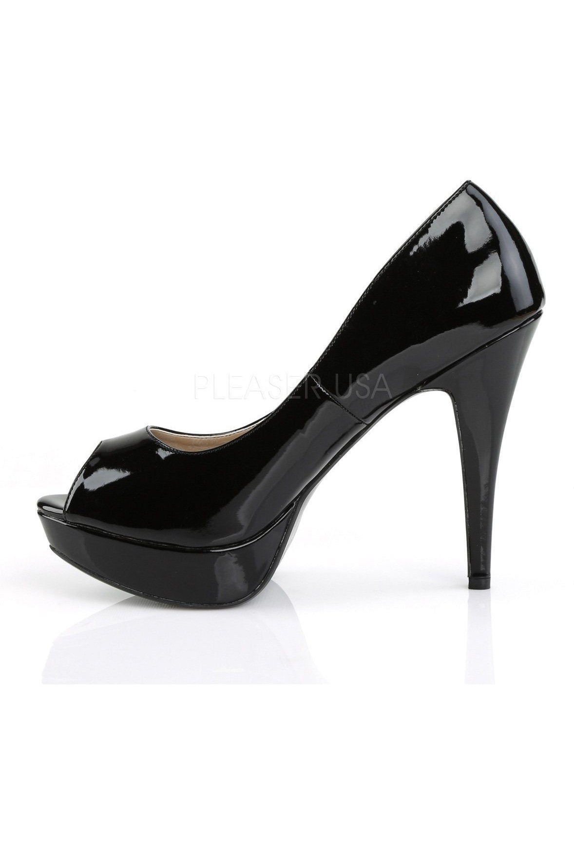 Black Patent Leather CHLOE - 01 Women's Peep - Toe Pumps with Heel and Platform