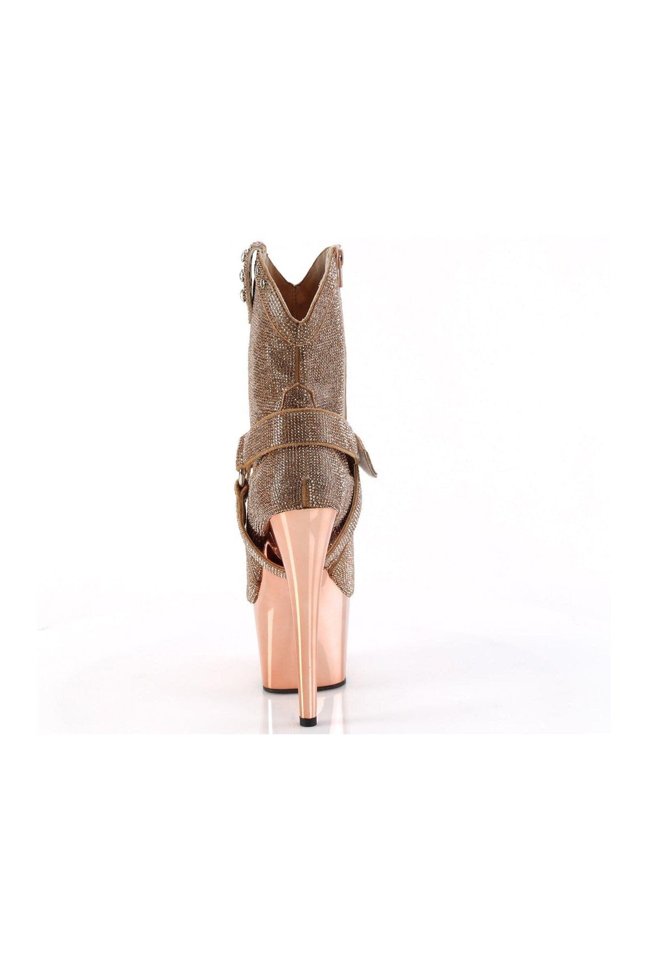 Pleaser ADORE-1029CHRS Rose Gold Faux Suede Rhinestone Ankle Boot