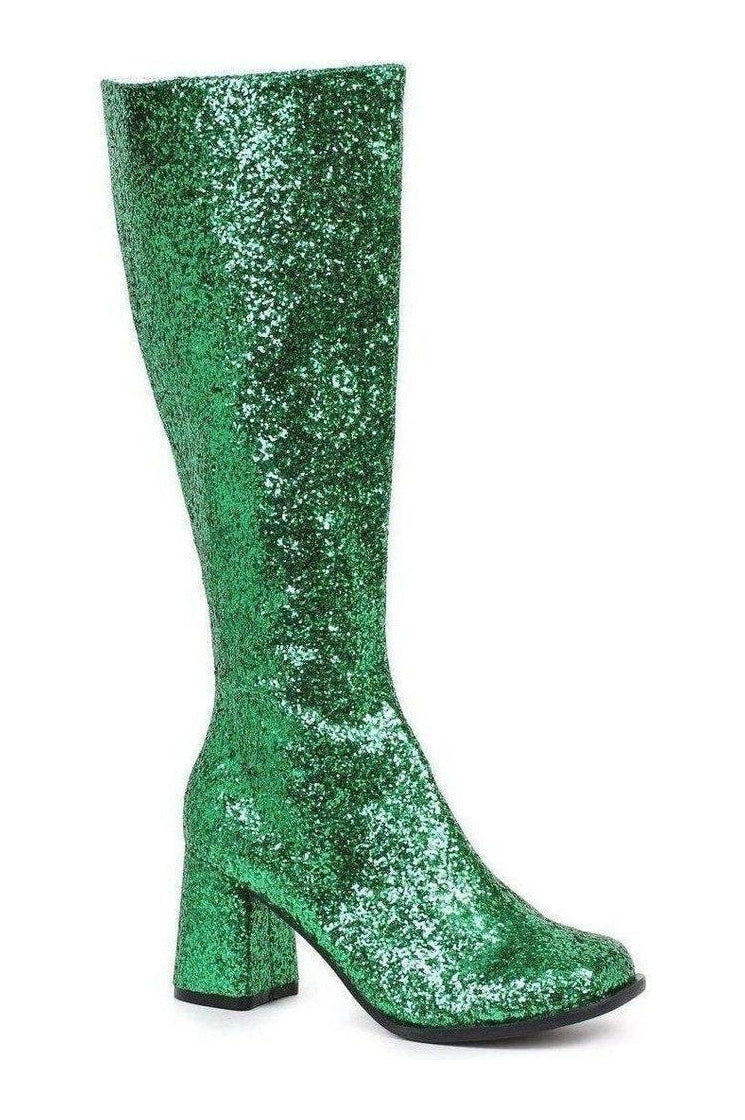 Sparkling Green Glitter GOGO-G Costume Boots for a Stunning Look