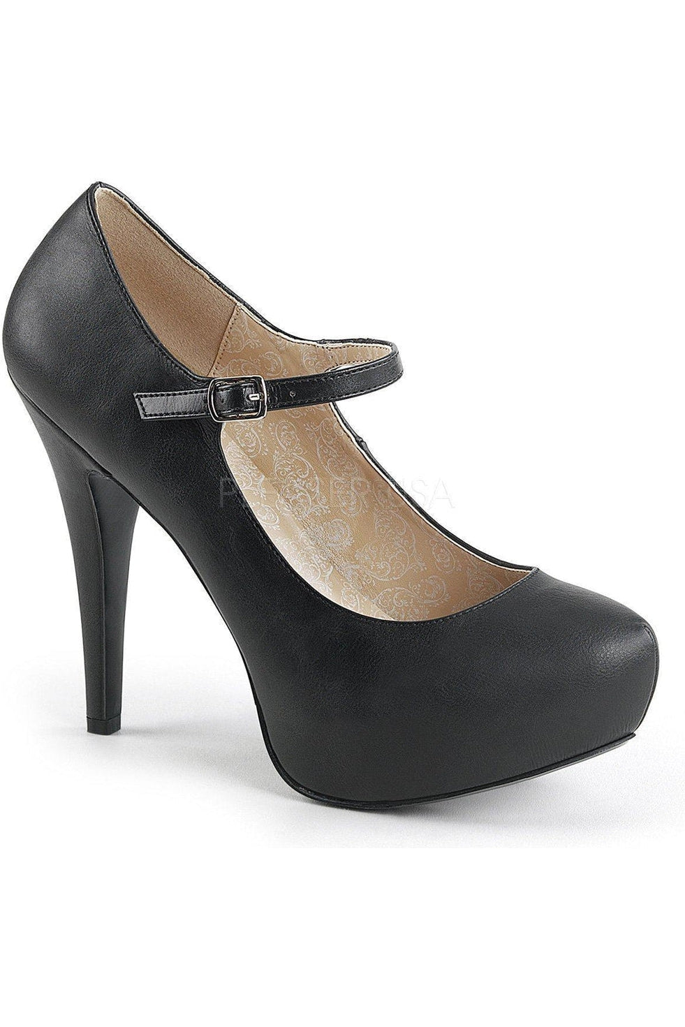 CHLOE-02 Black Artificial Leather Maryjane Pump for Fashionable Women