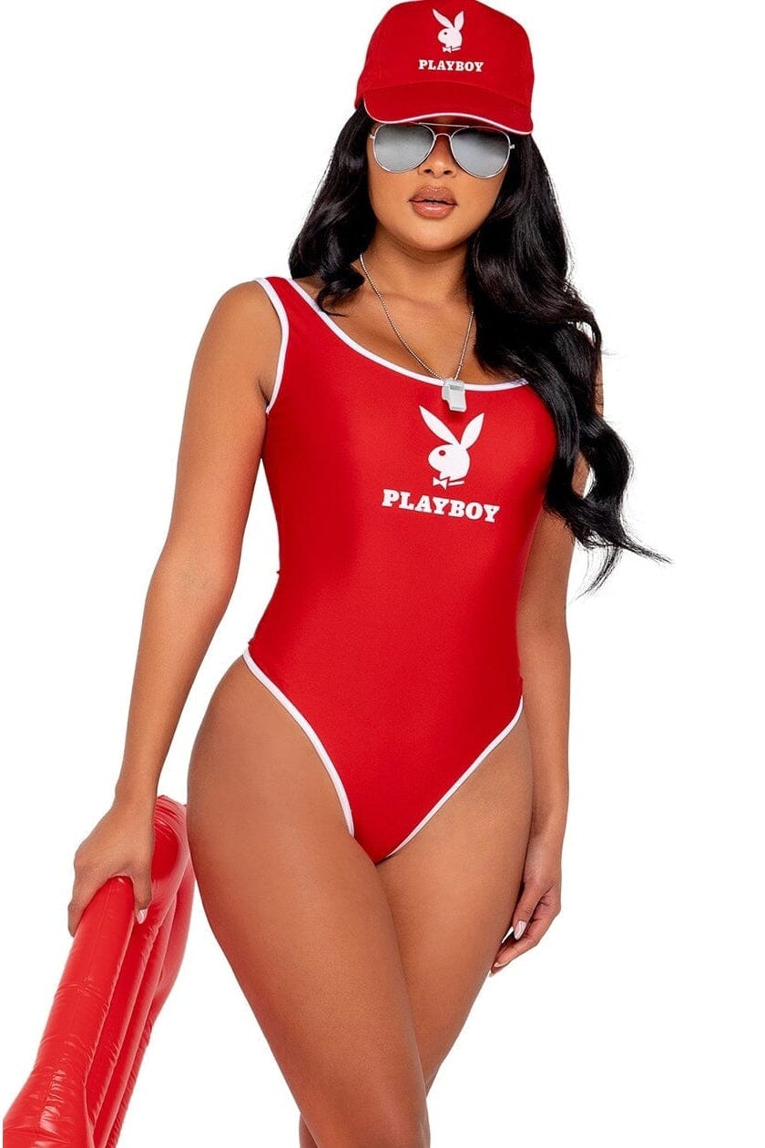 3-Piece Playboy Beach Patrol Costume Set with Bunny Print