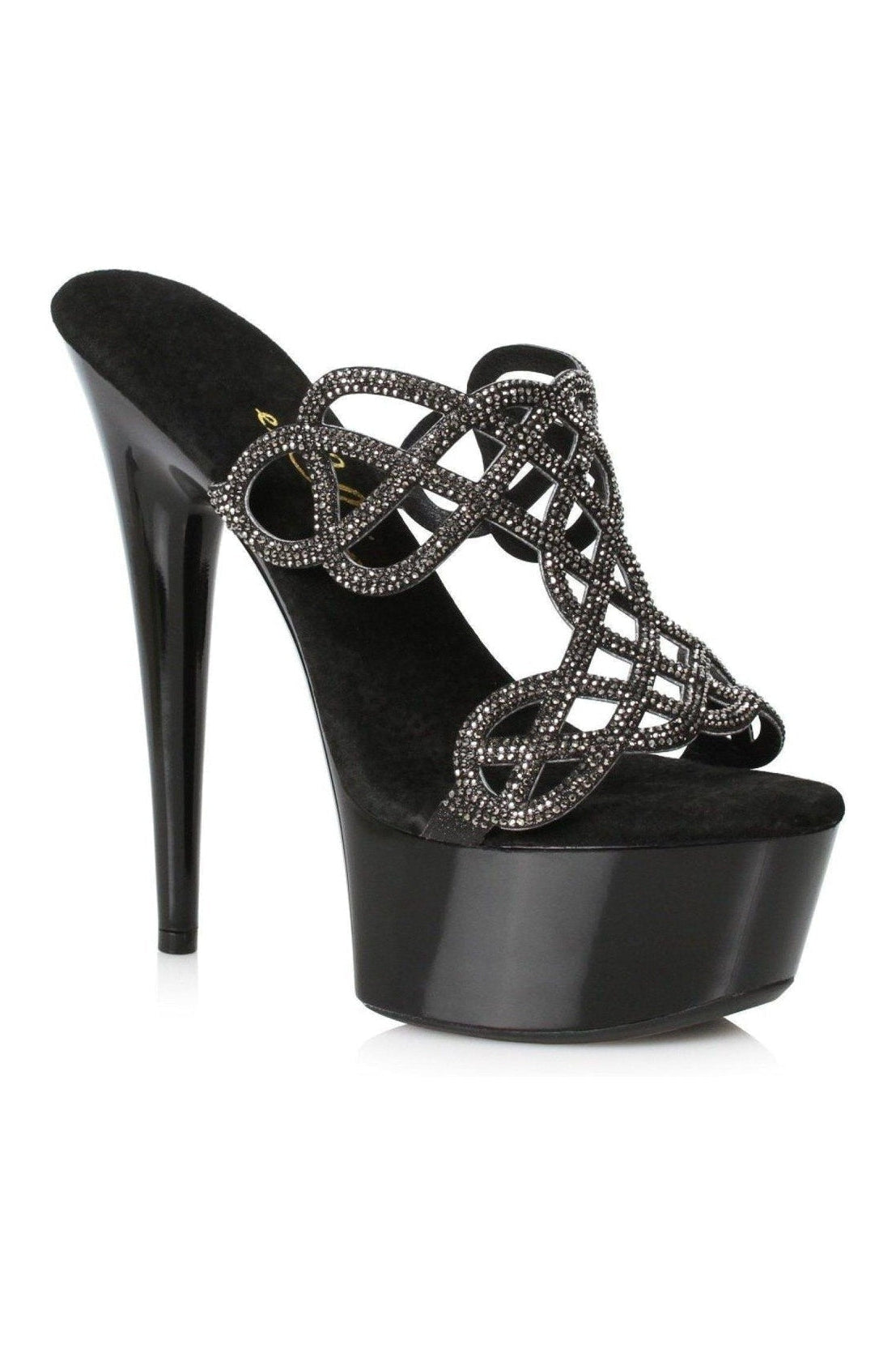 Ellie Shoes Women's 609-SABRINA Rhinestone Stripper Slide Sandal in Black with Rhinestones
