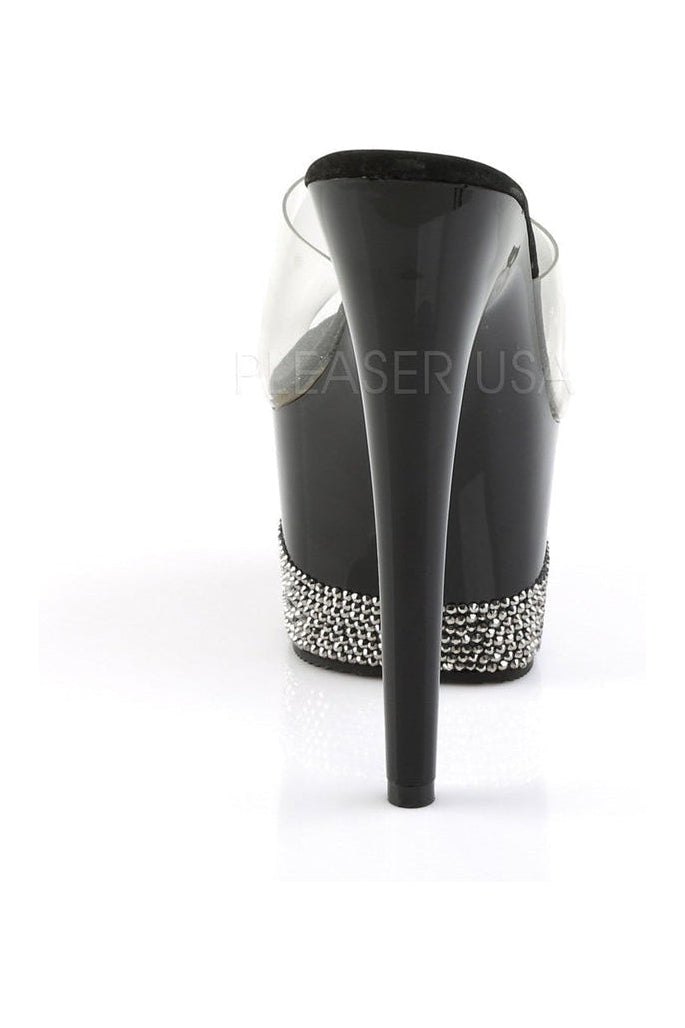 Stylish Black Vinyl ADORE-701-3 Platform Slide Sandals