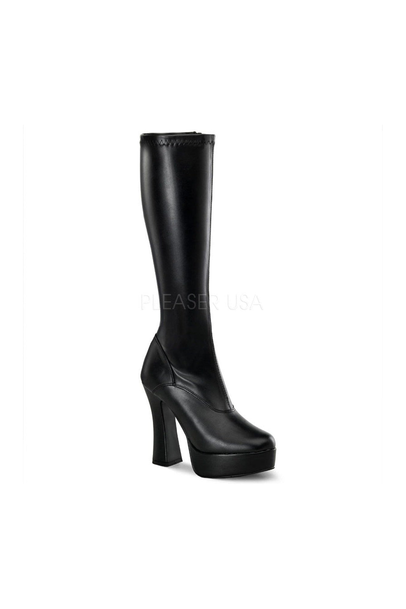 ELECTRA-2000Z Black Faux Leather Knee-High Platform Boots