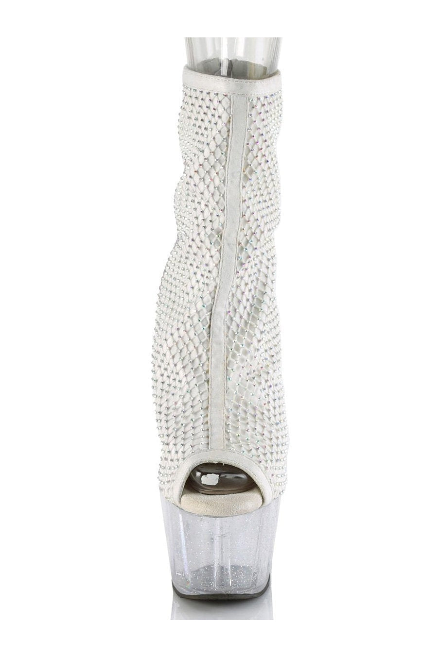 Pleaser Brand ADORE-1031GM Stylish Exotic White Faux Suede Ankle Boots for Fashionable Ladies