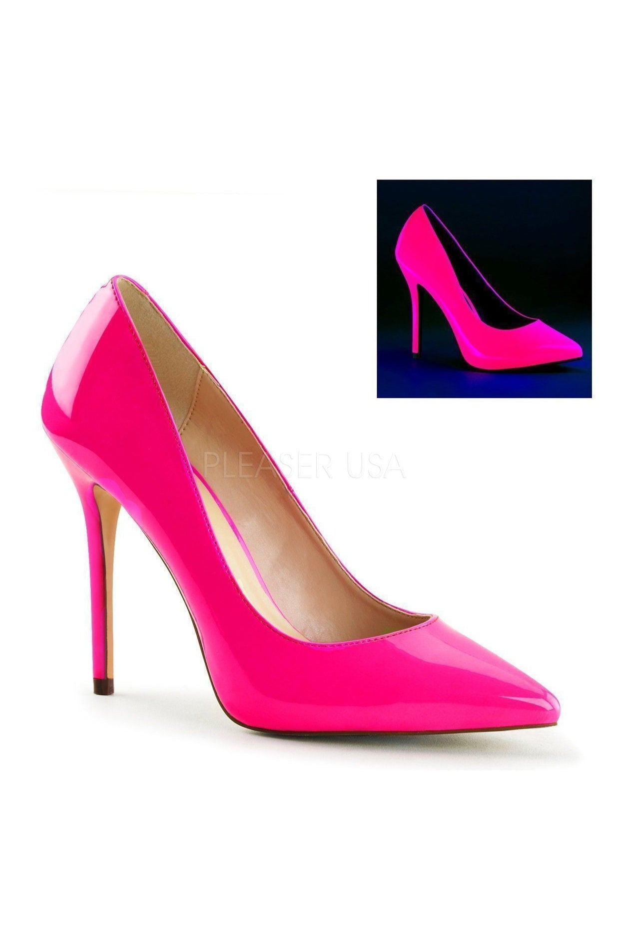Neon Hot Pink Patent AMUSE - 20 Classic Stiletto Pump