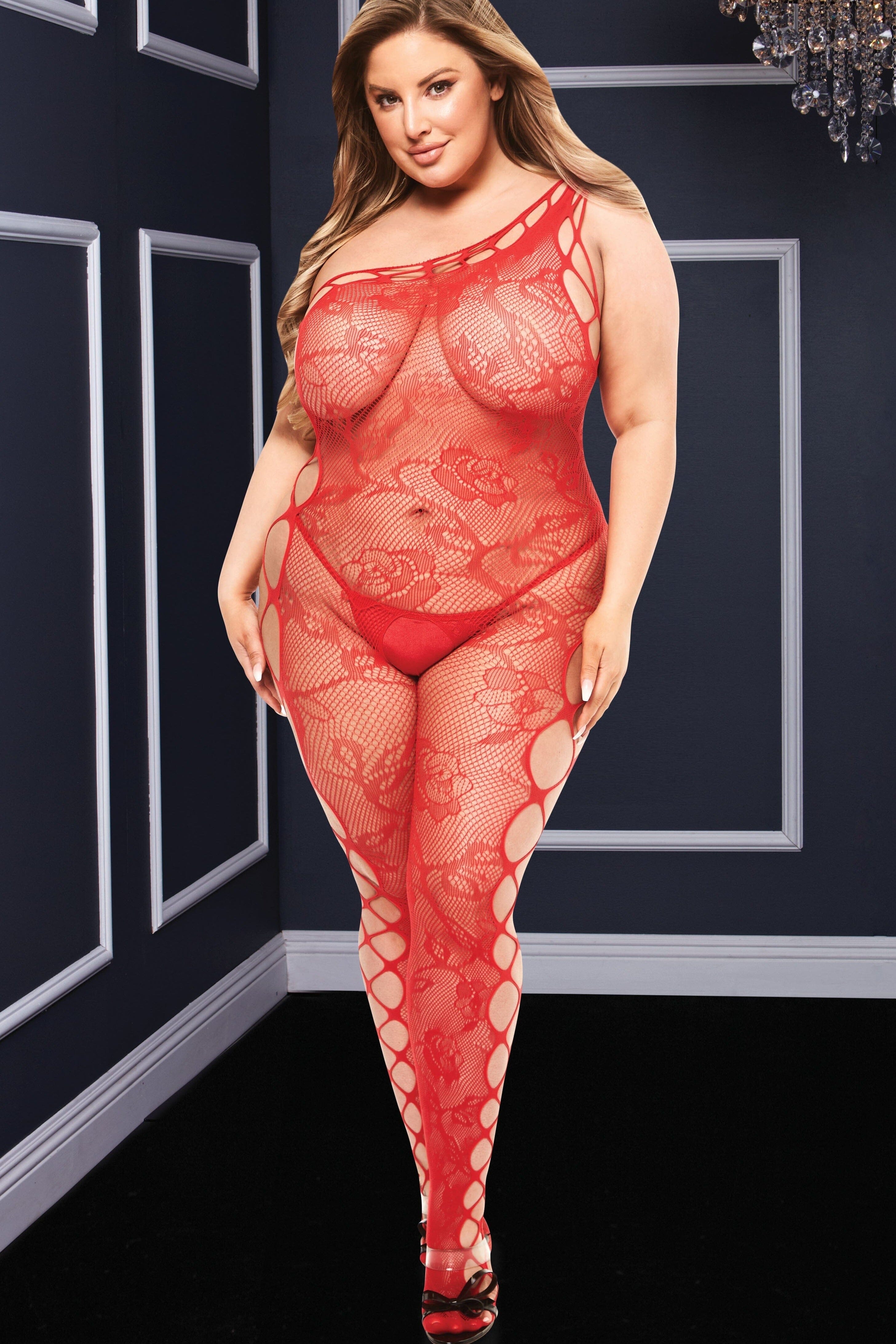 Plus Size Off-the-Shoulder Bodystocking for Stylish Women