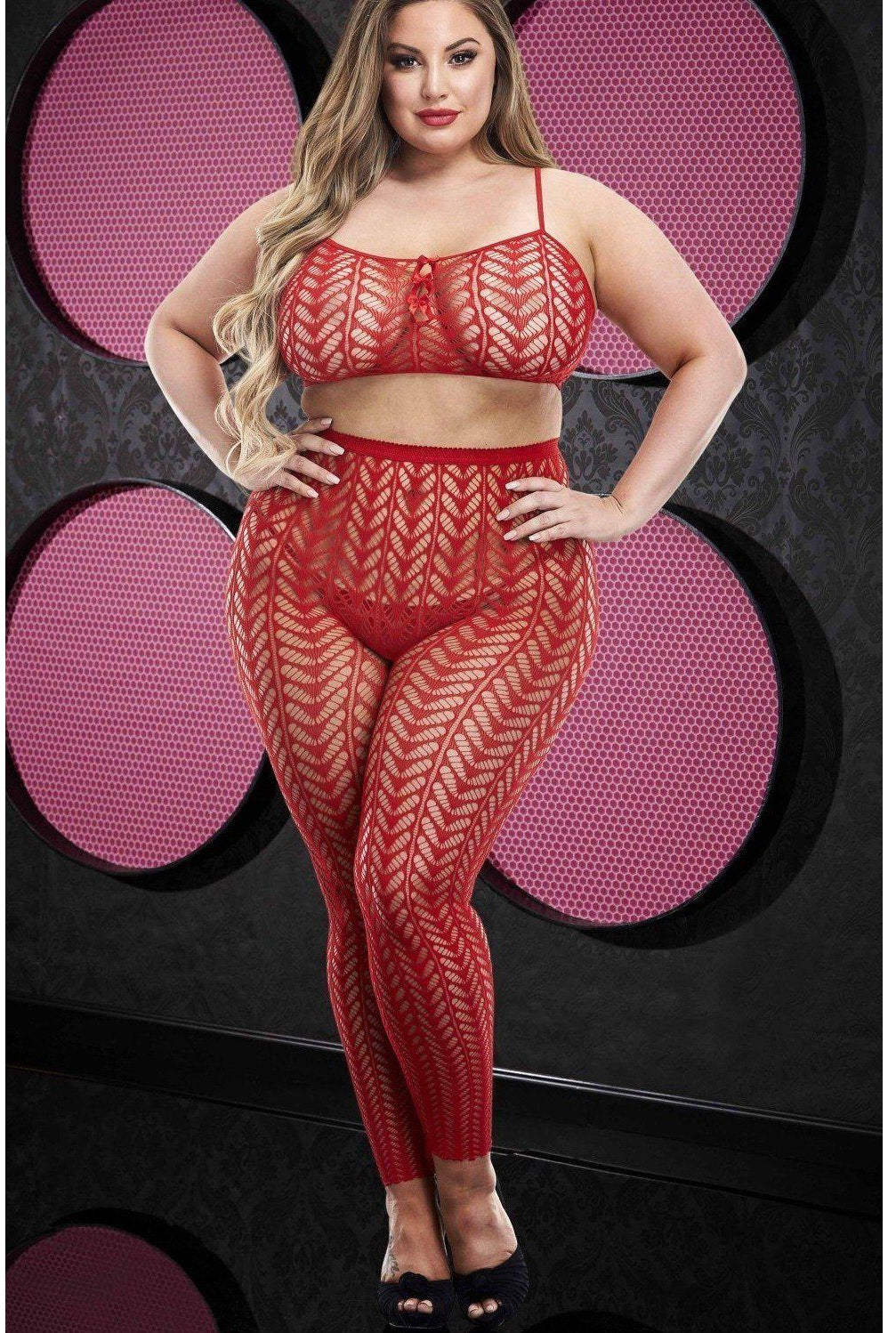 Plus Size Fashionable Crop Top and Matching Pant Ensemble Set