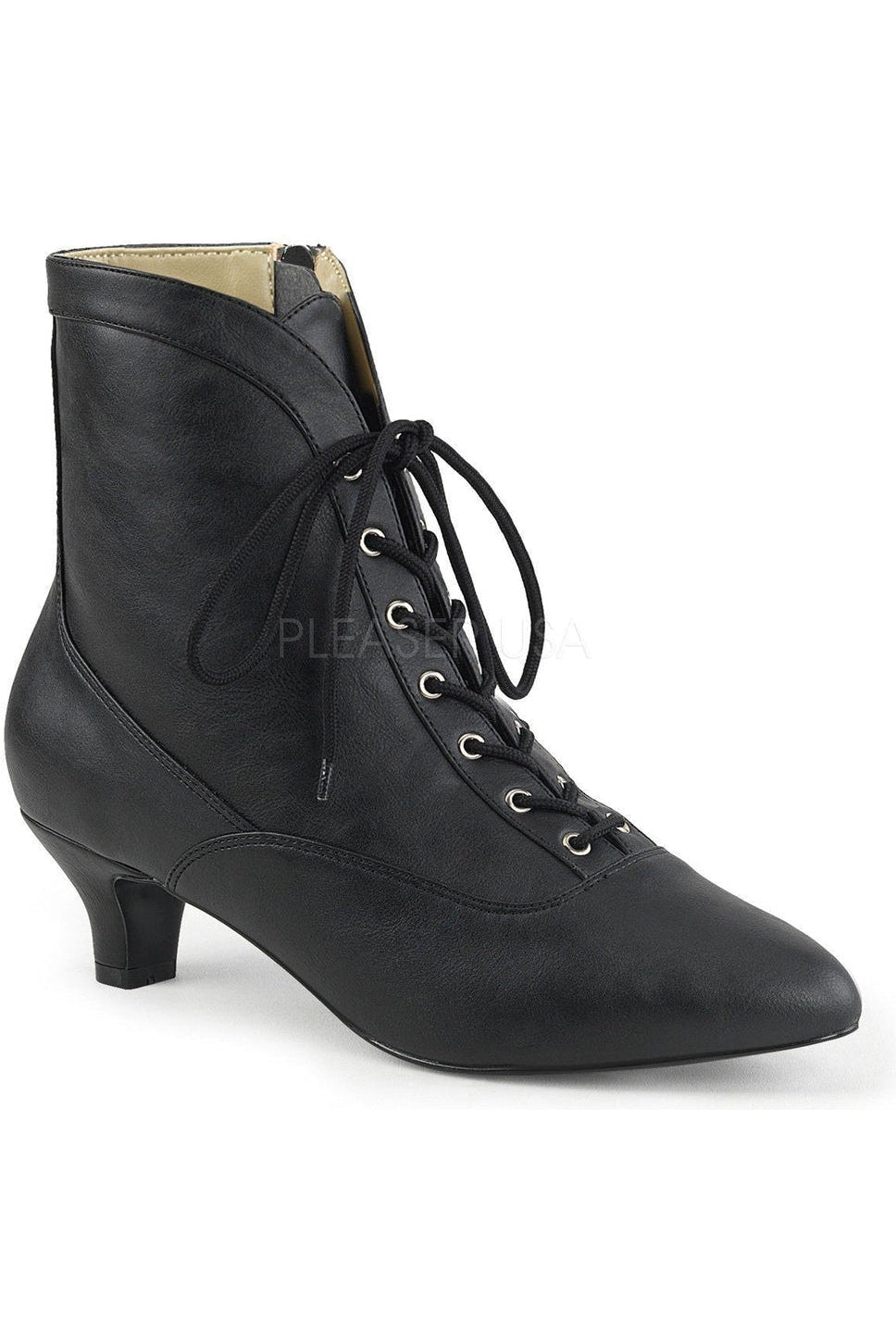 Black Faux Leather Ankle Boot FAB - 1005 with 2 - inch Heel