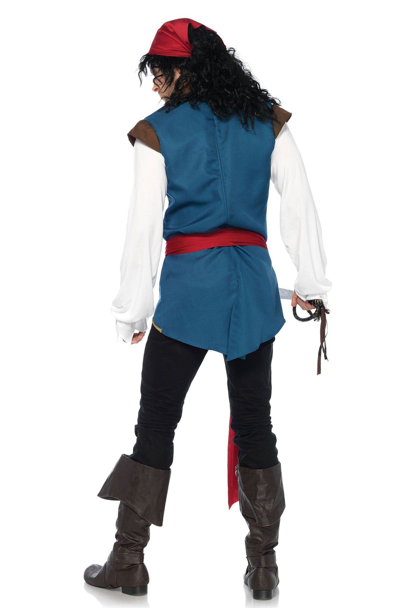 3-Piece Pirate Scoundrel Outfit with Lace-up Shirt, Vest, and Accessories