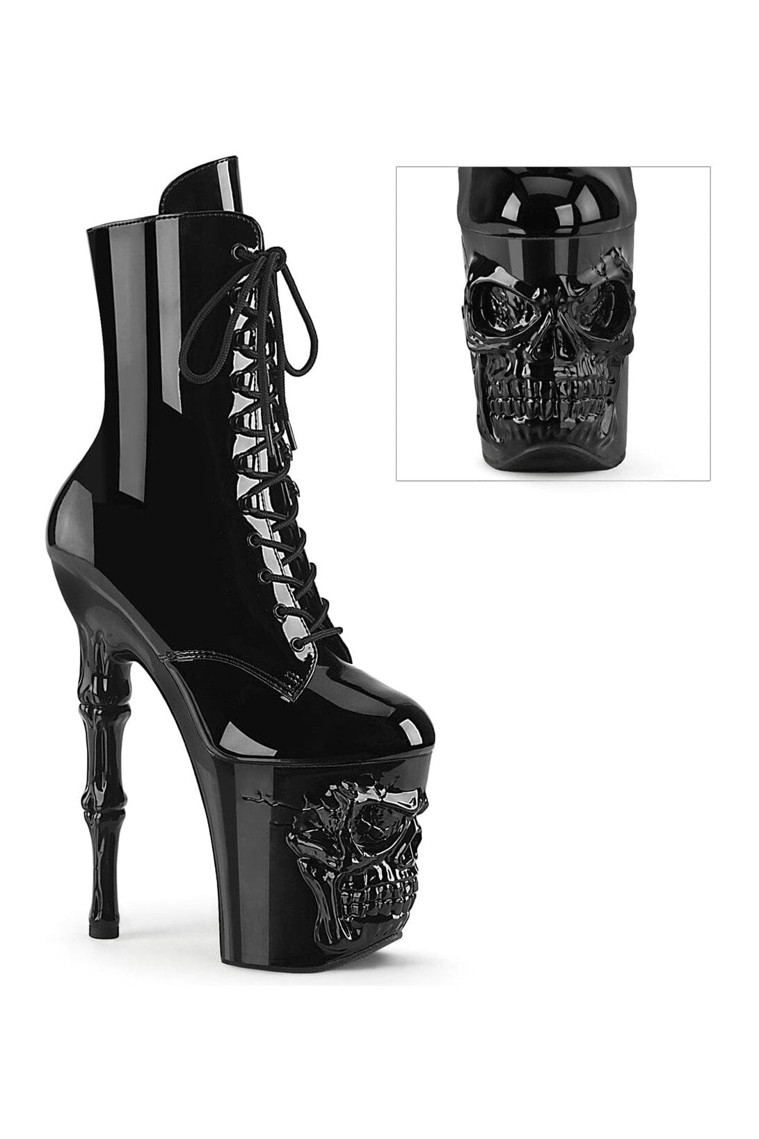Pleaser Brand RAPTURE - 1020 Stylish Black Patent Leather Ankle Boots for Fashion Lovers