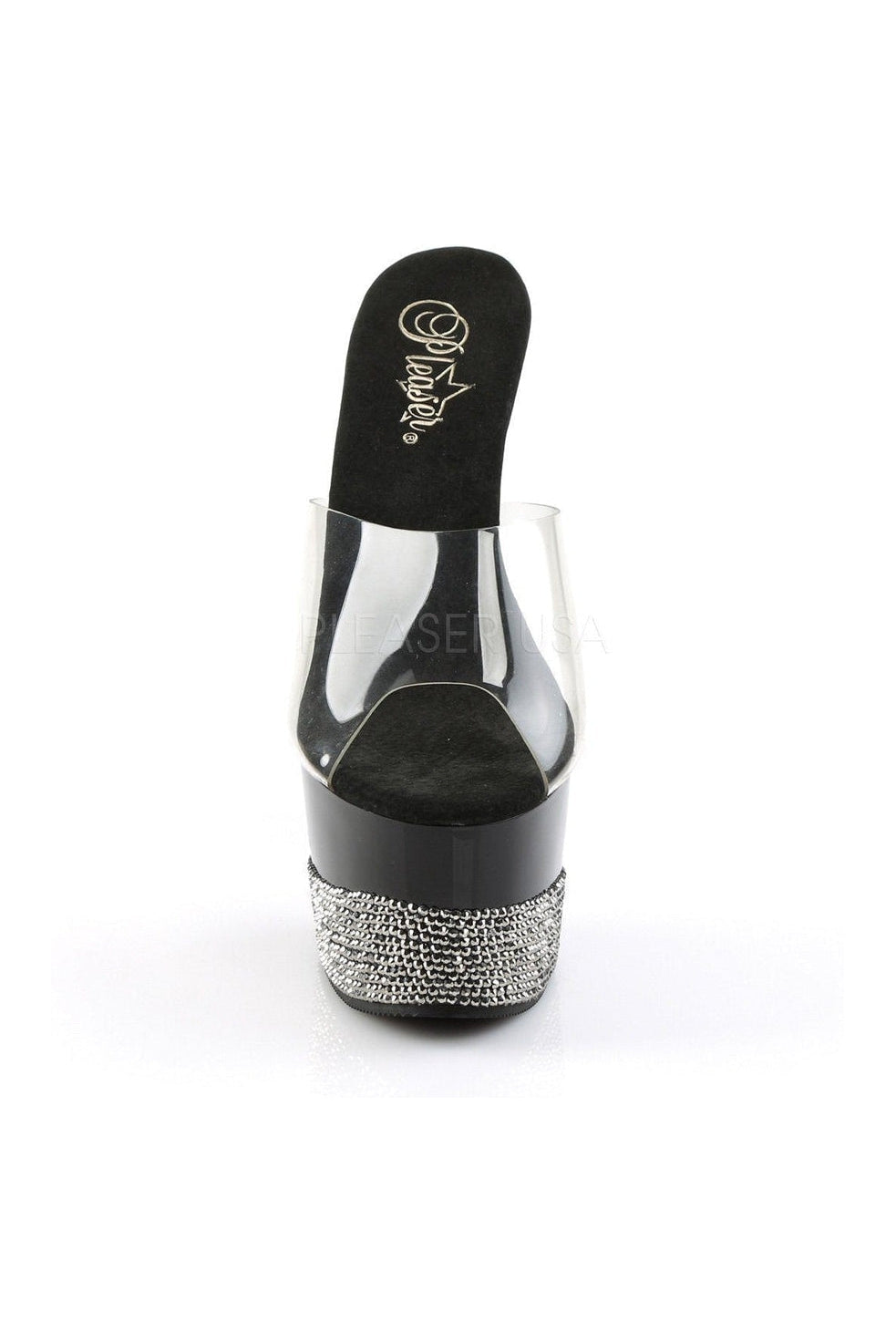 Stylish Black Vinyl ADORE-701-3 Platform Slide Sandals
