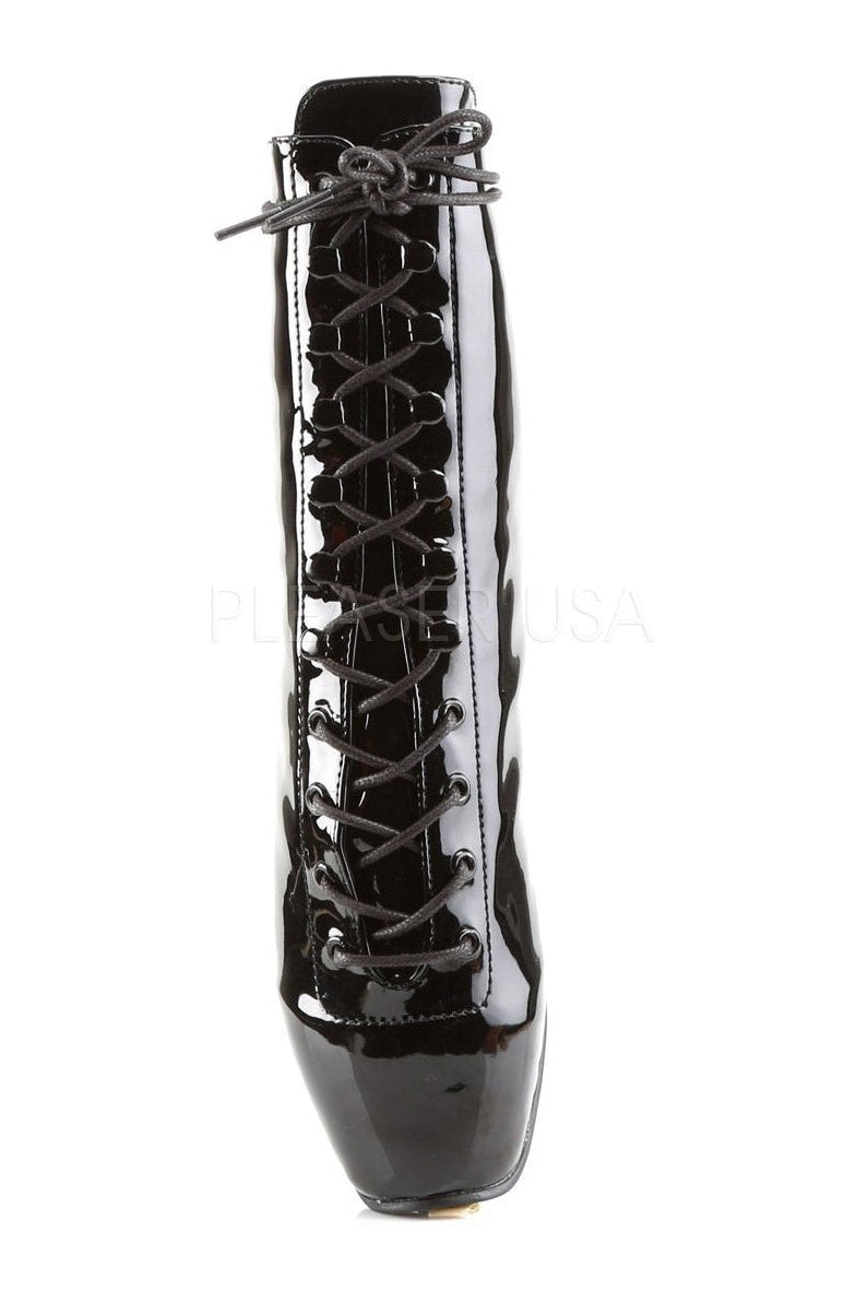 Stylish Black Patent Ballet Ankle Boot - BALLET - 1020 with 7 - inch Spike Heel