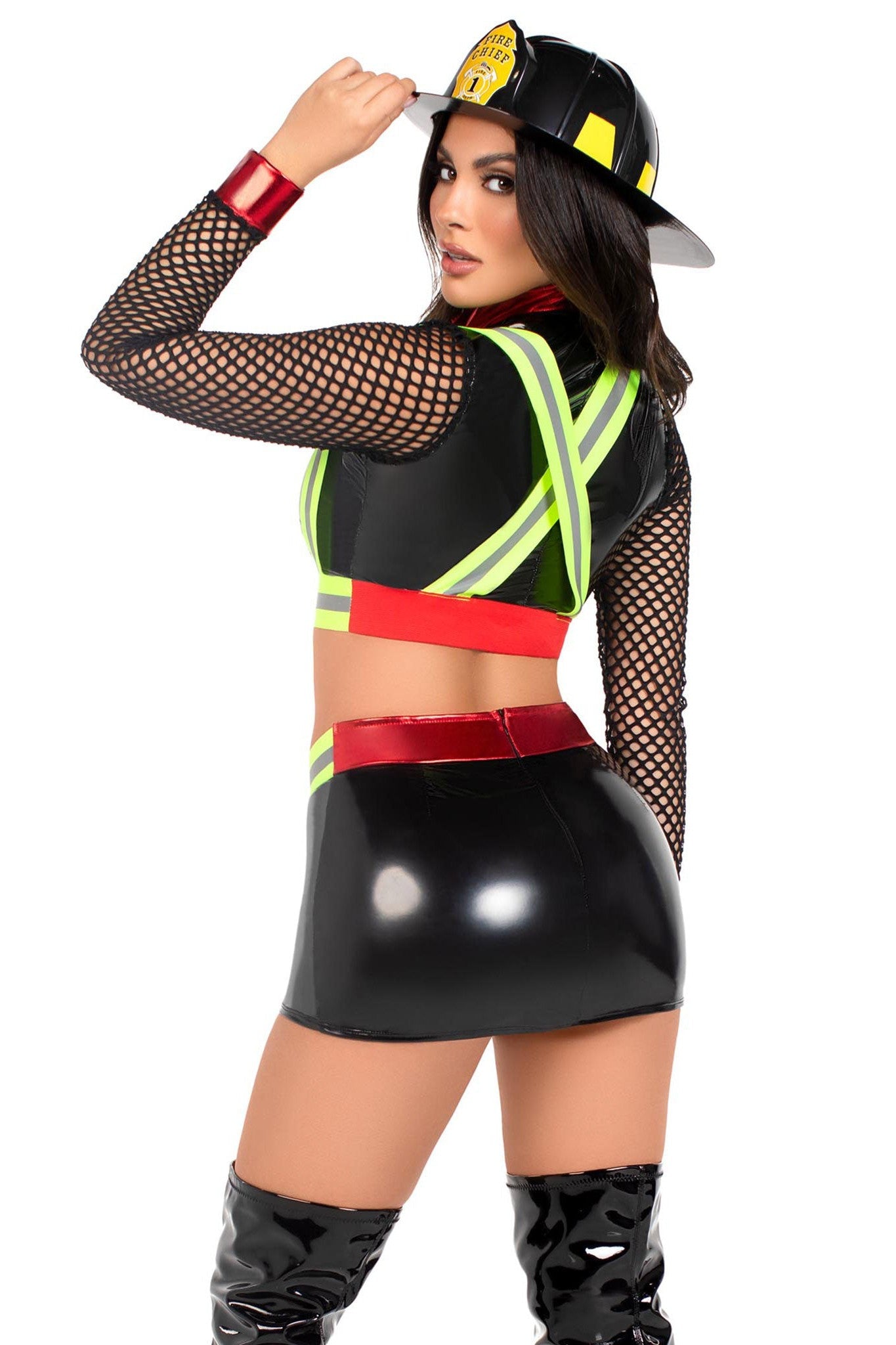 Three - Piece Fire Alarm Firefighter Costume Set for Cosplay and Role - Playing