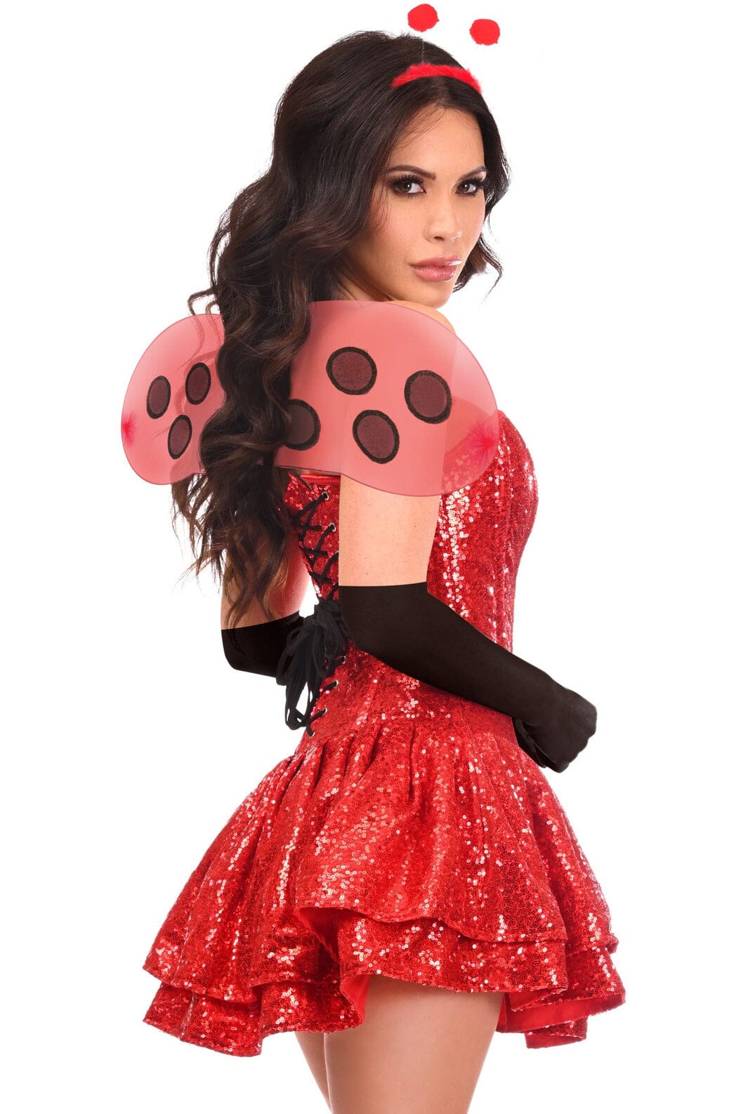 Gorgeous 4 - Piece Sequin Ladybug Corset Dress Costume for Ladies