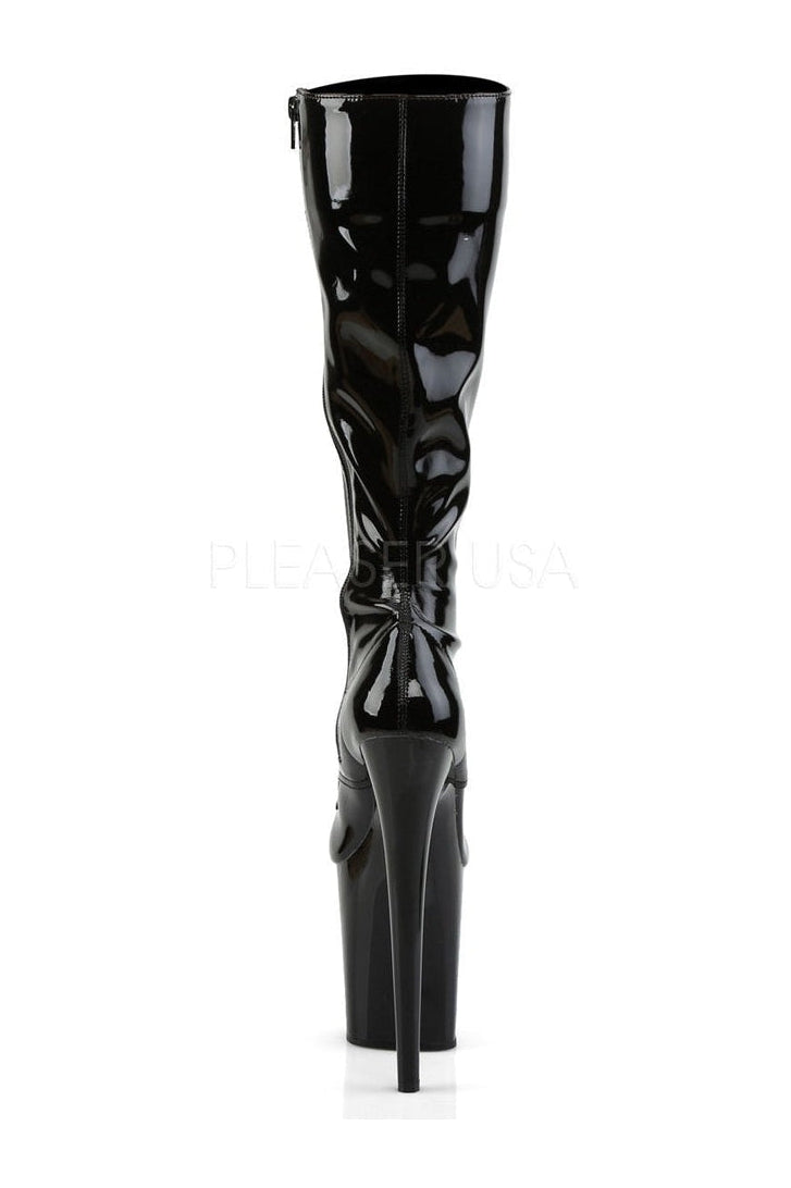 2023 Black Patent Flamingo Platform Knee - High Lace - Up Boots
