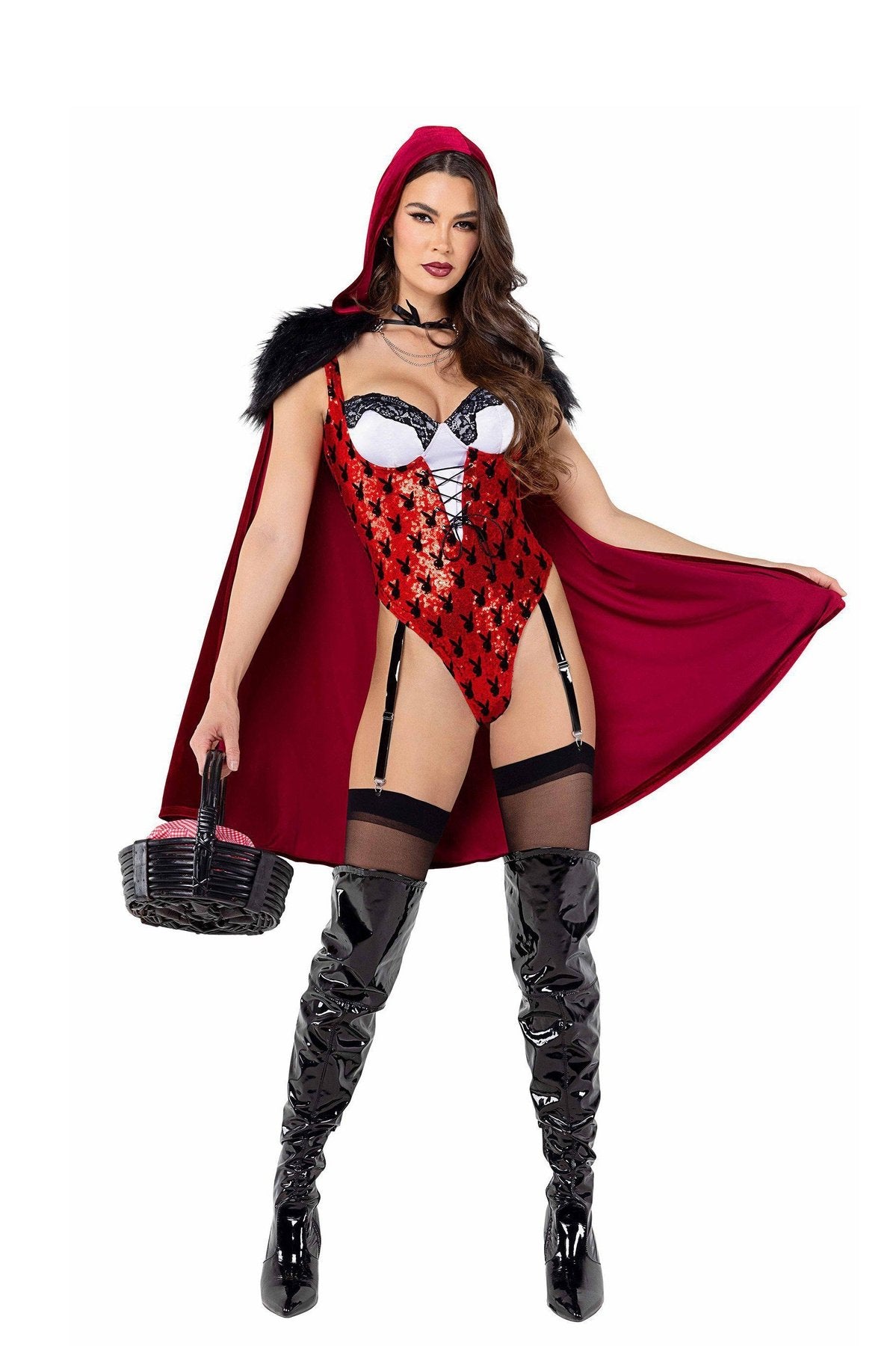 Playboy Red Enchanted Forest Style Hooded Costume for Unique Wear
