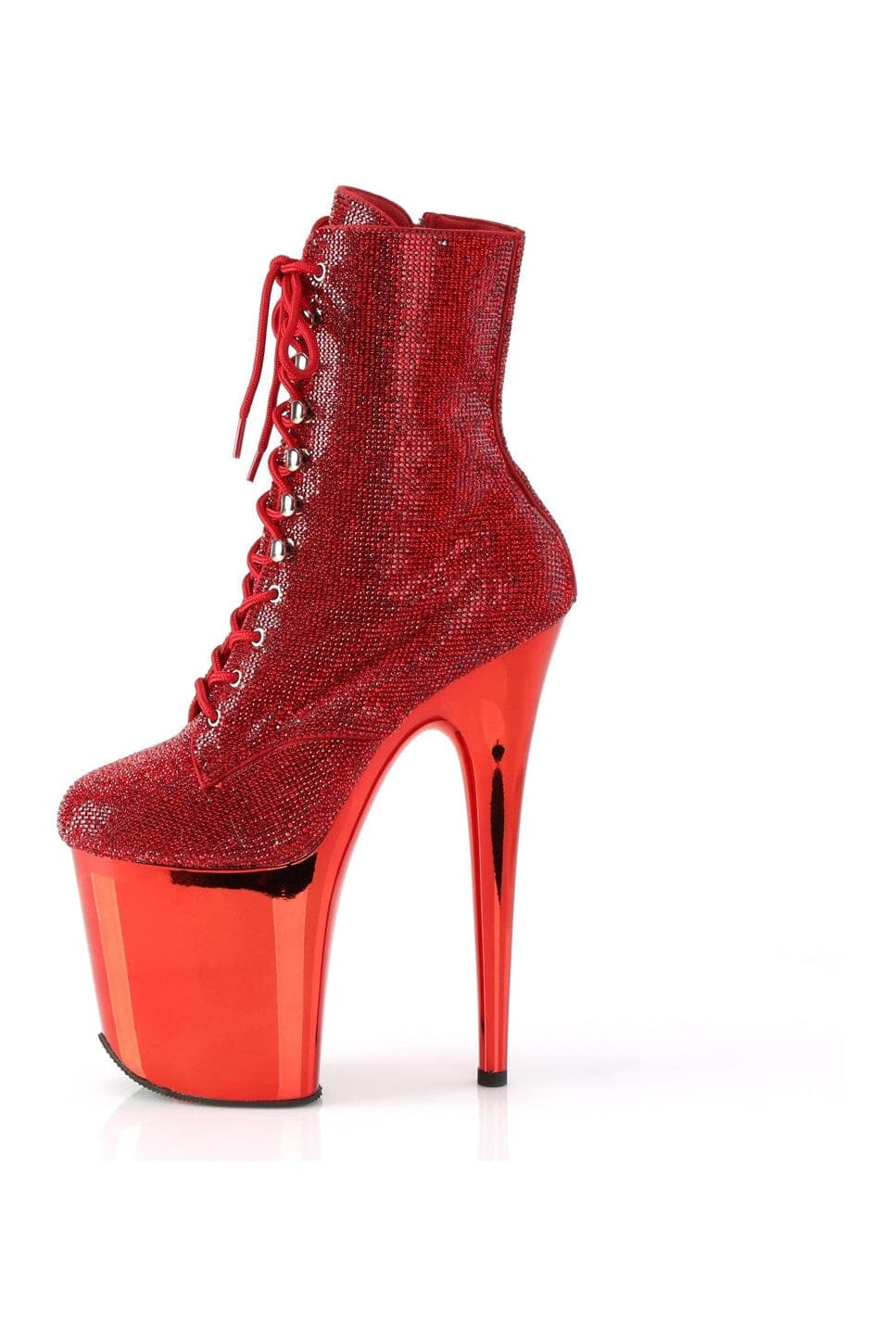 Pleaser Brand FLAMINGO-1020CHRS Red Artificial Suede Women's Ankle Boots for Fashion