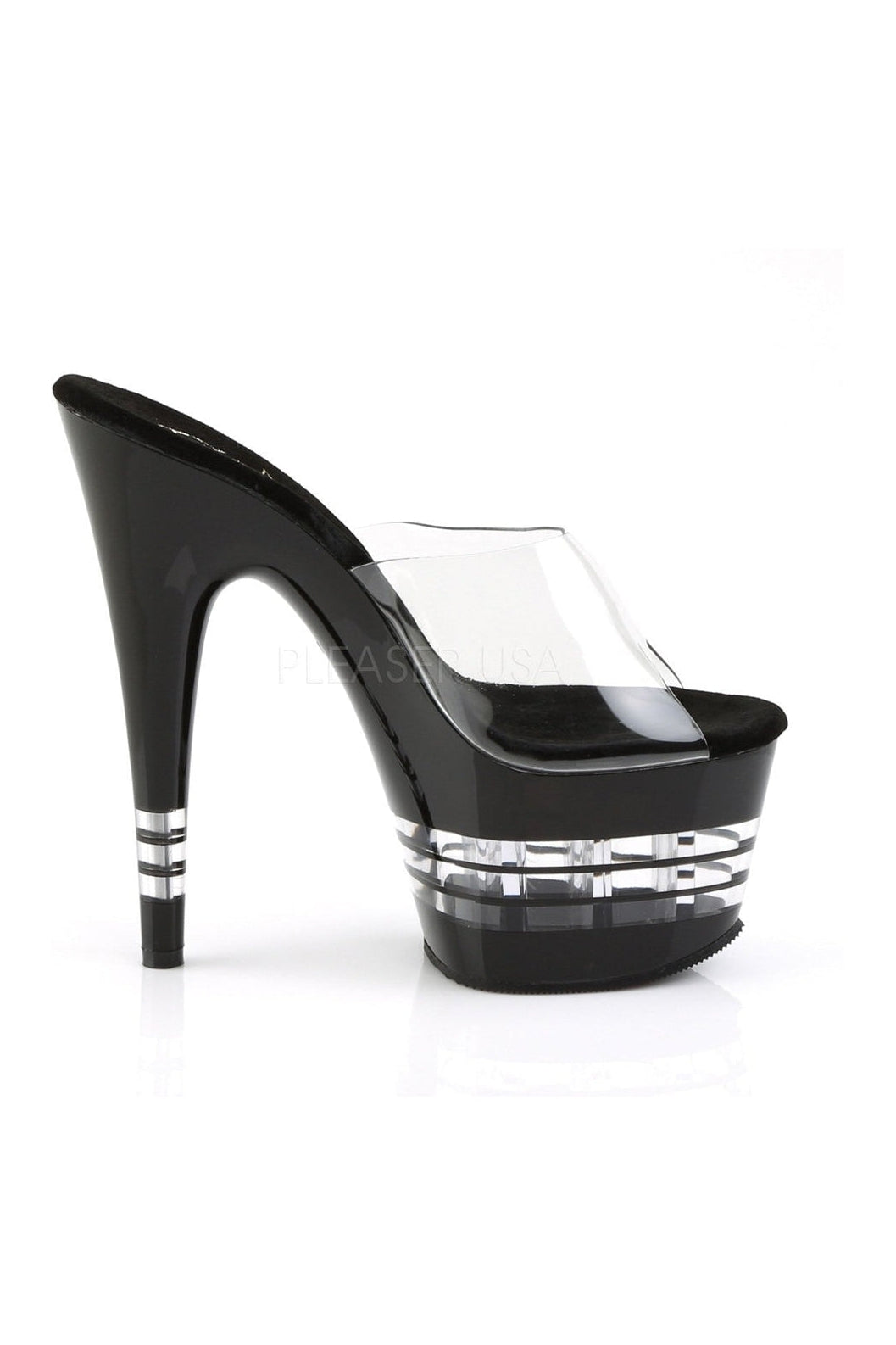 Pleaser ADORE-701LN Black Vinyl Platform Slide Sandals