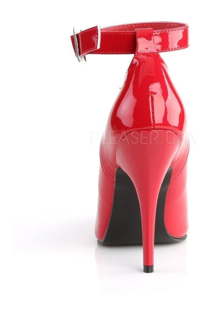 Red Patent SEDUCE-431 Ankle Strap Pump for Fashionable Ladies