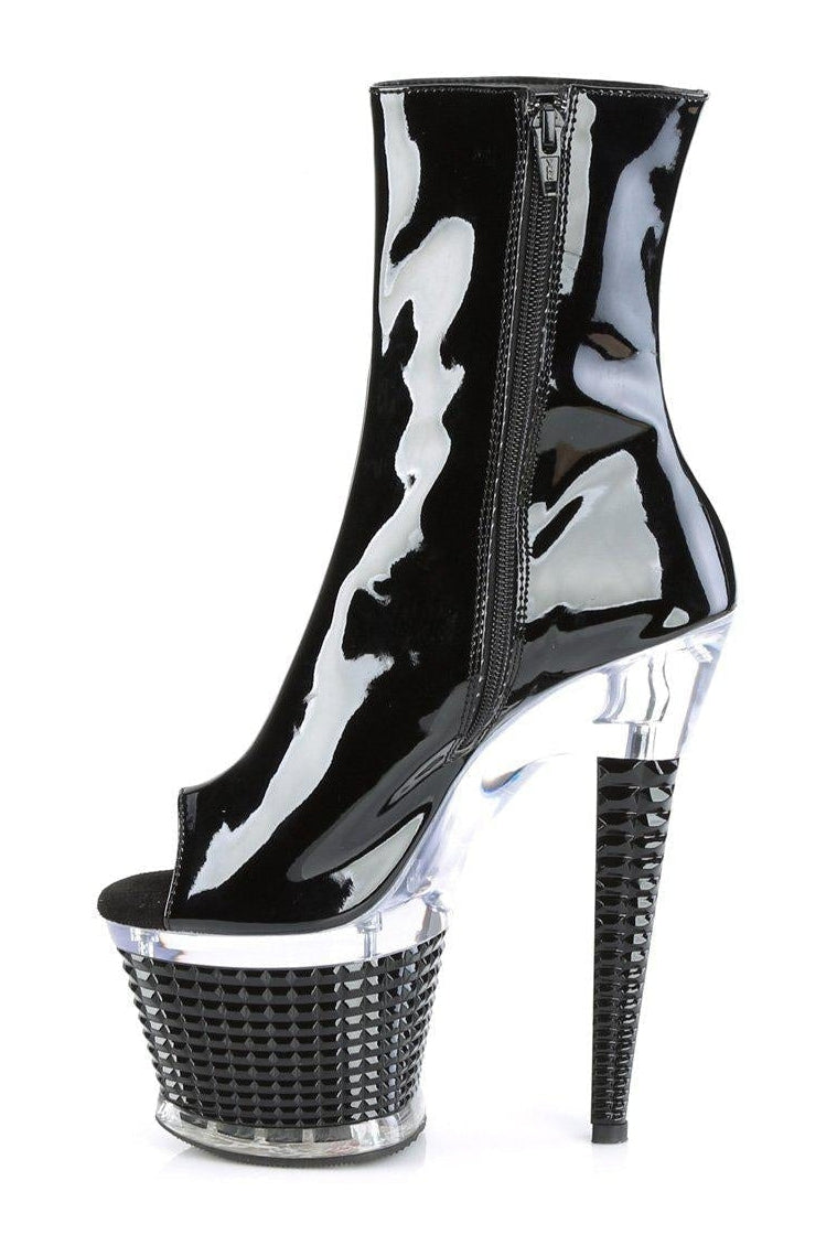 Black Patent SPECTATOR-1021 Peep Toe Ankle Boot with 7' Heel
