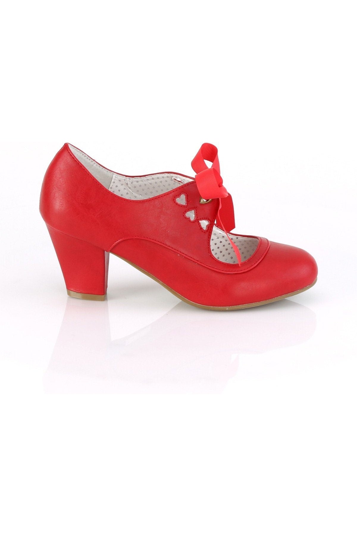 Red Faux Leather WIGGLE-32 Women's Mary Jane Pumps