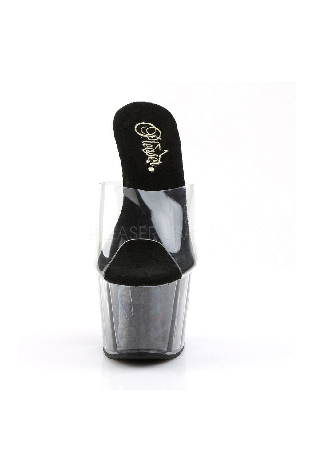 ADORE-701G Black Vinyl Women's Platform Slide Sandals