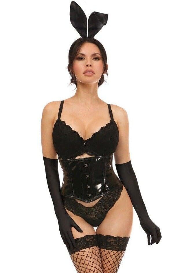 Four-Piece Black Polyvinyl Chloride Bunny Corset Cosplay Costume Set