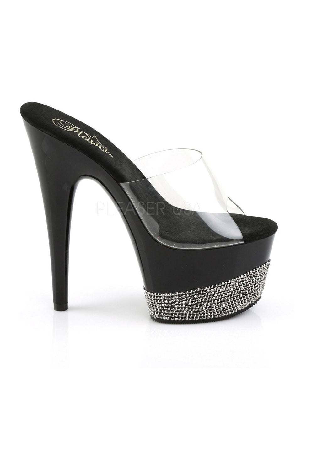Stylish Black Vinyl ADORE-701-3 Platform Slide Sandals