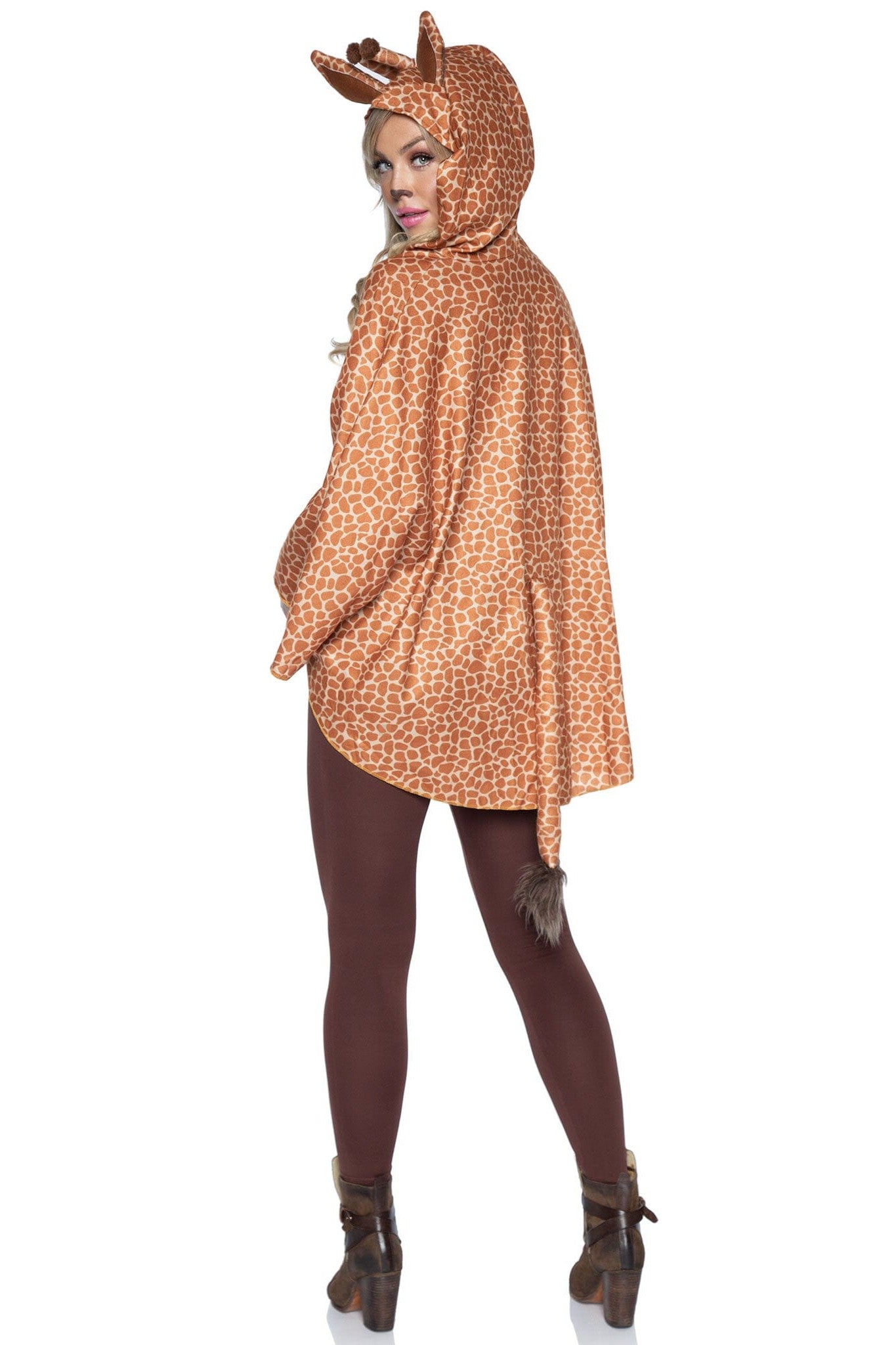 Leg Avenue Giraffe Printed Poncho Costume with Ear Hood and Fur Tail