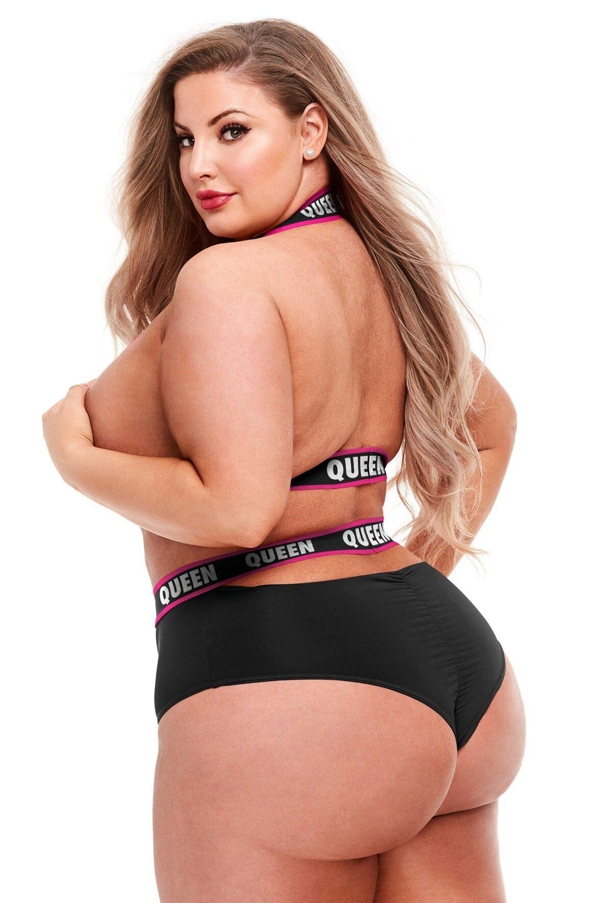 Plus Size Elastic Booty Shorts and Bra Top Set for a Sexy Look
