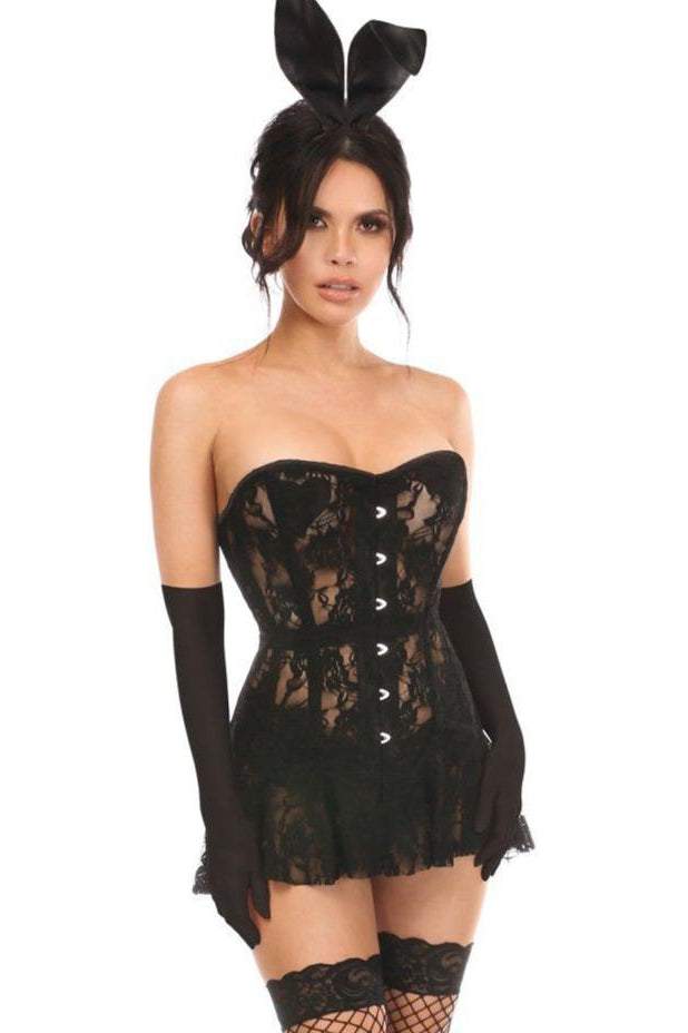 Alluring Black Bunny-themed Corset Costume Dress for a Seductive Look