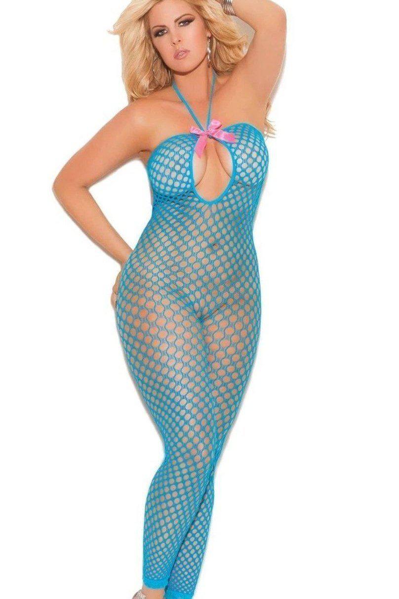 Elegant Plus Size Crochet Footless Bodystocking with Open Crotch