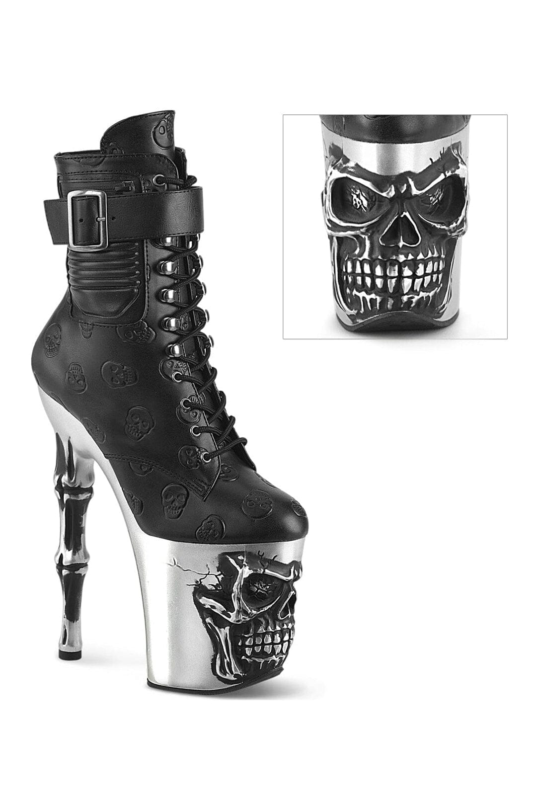 Pleaser RAPTURE-1020STR-02 Black Faux Leather Stylish Ankle Boot for Fashion Enthusiasts