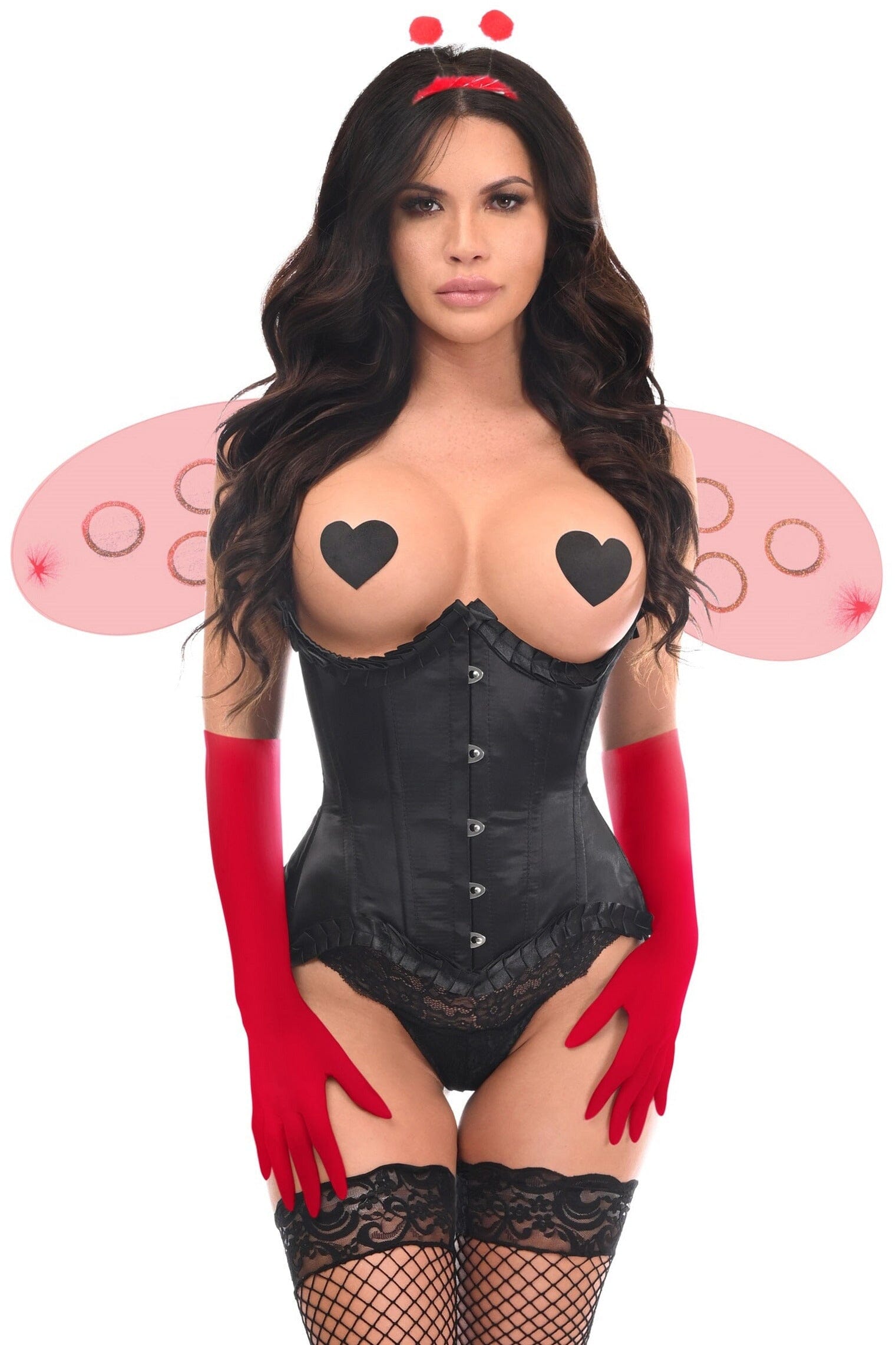 High - Quality 4 - Piece Pin - Up Ladybug Corset Costume Set