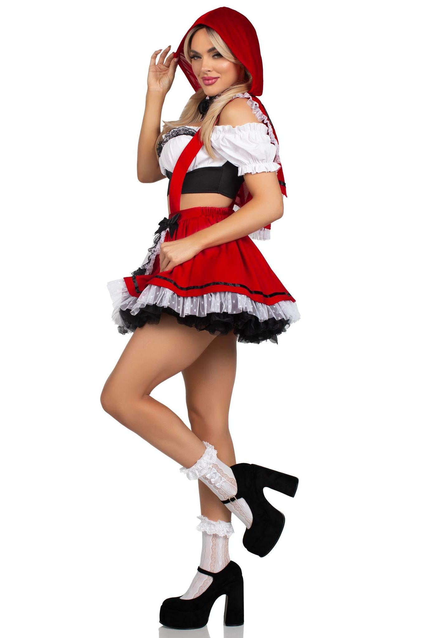 Stylish Three - Piece Flirty Young Lady Red Fashion Set