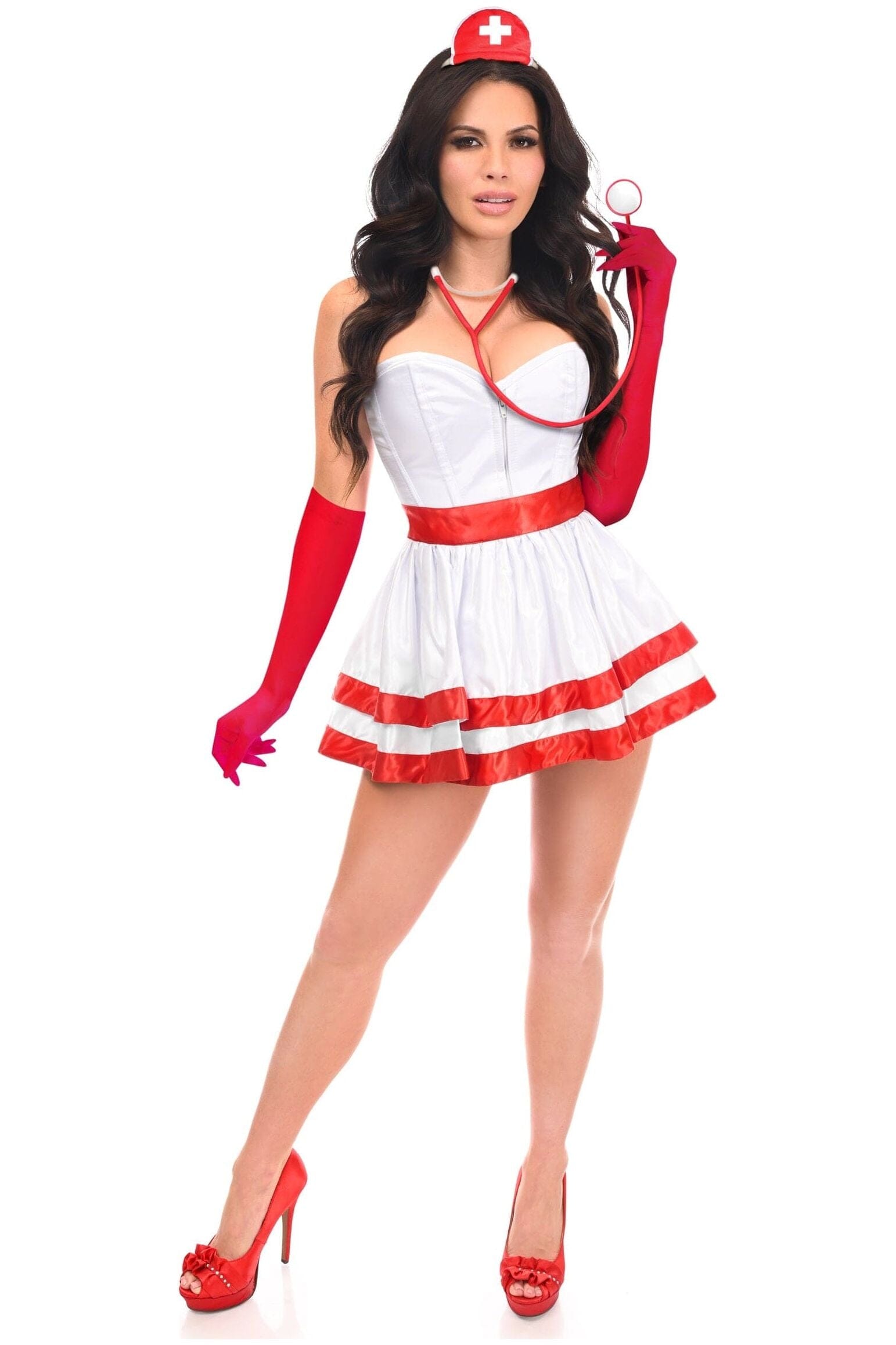Luxurious 5-Piece Heart-Stopping Nurse Corset Costume