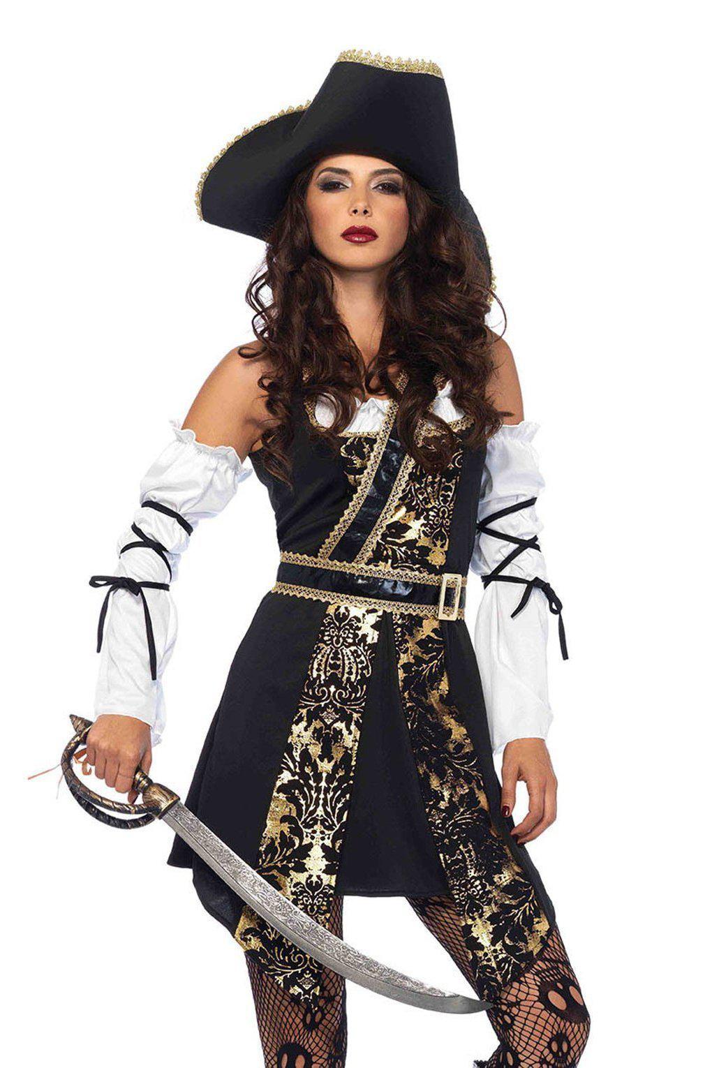 4-Piece Black Sea Buccaneer Costume Set by Leg Avenue
