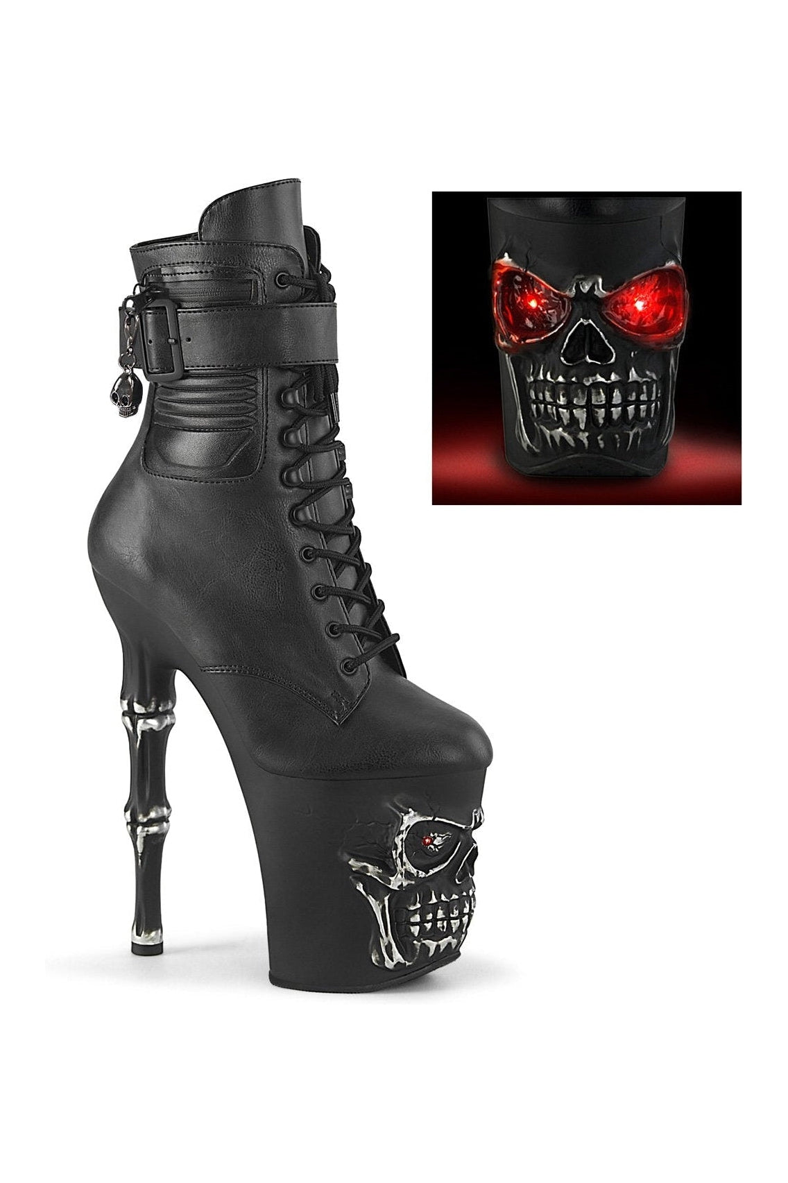 Black Faux Leather RAPTURE-1020STR-LT Stylish Ankle Boot with Unique Design