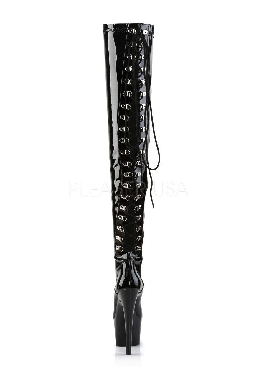 ADORE-3063 Black Patent Stretch Thigh Platform Boots