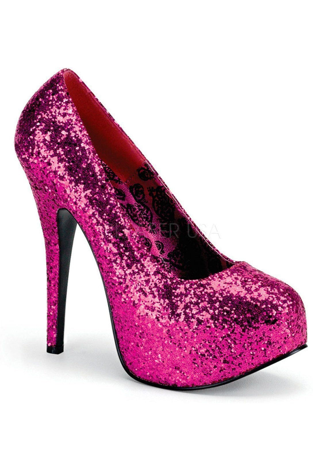 Fuchsia Glitter TEEZE - 06GW Wide - Width Pumps with High Heel