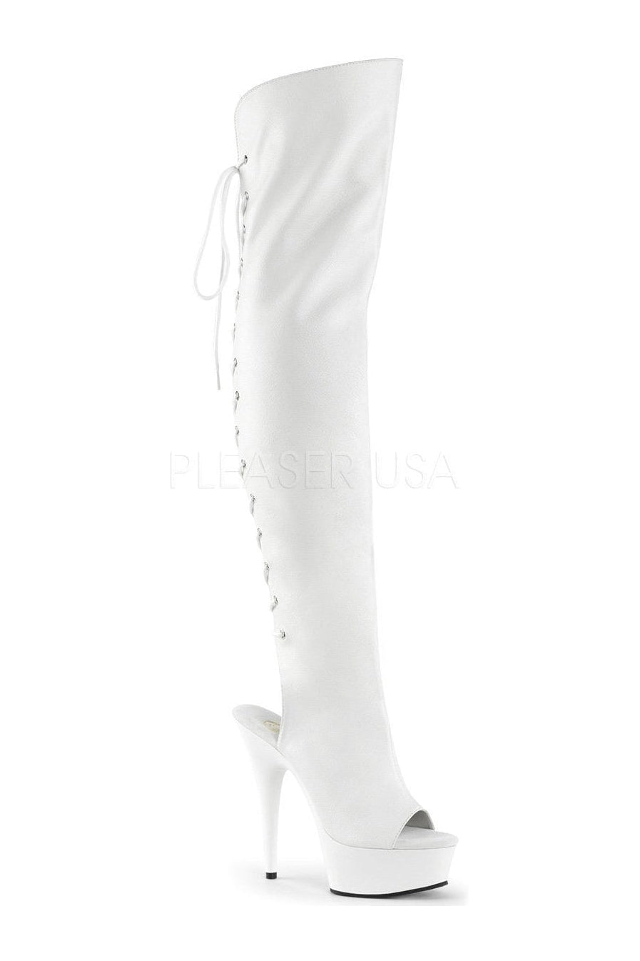White Artificial Leather DELIGHT - 3019 High - Fashion Platform Boot for Trendy Women