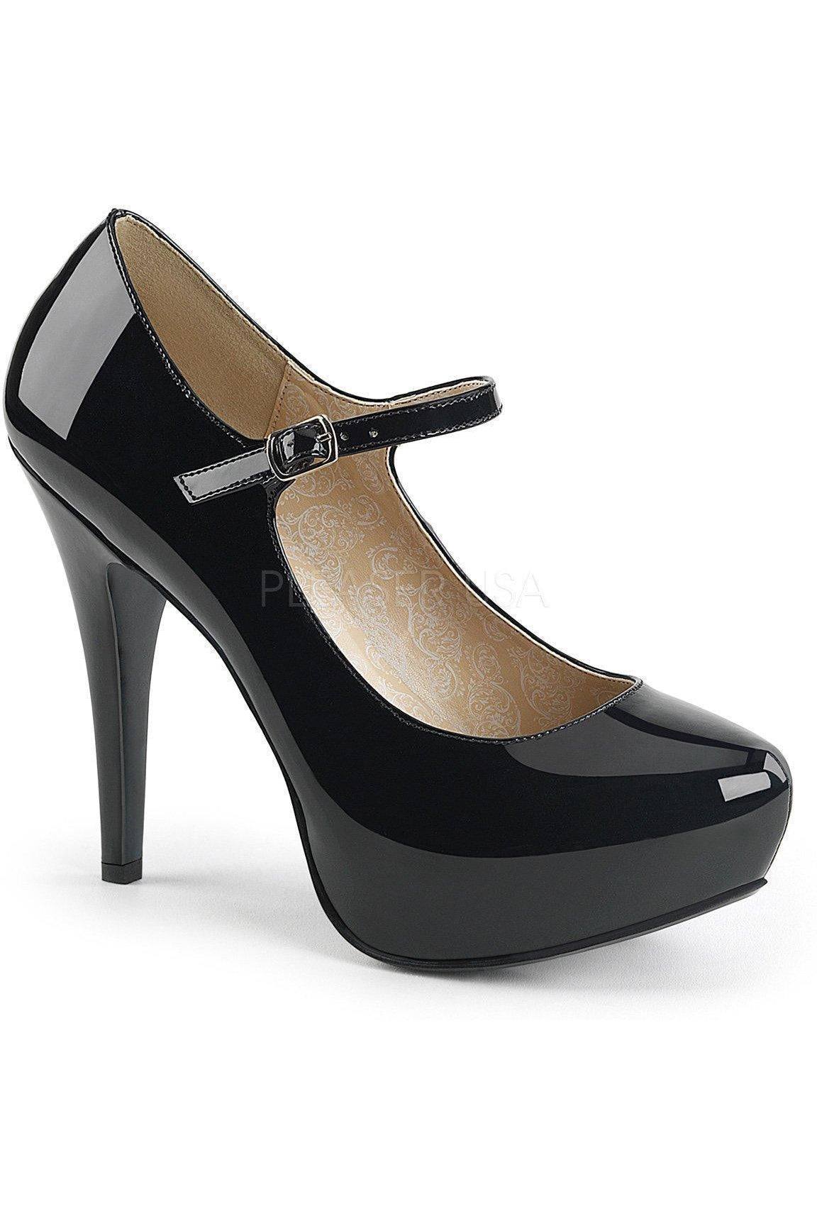 Stylish Black Patent CHLOE-02 Maryjane Pump with High Heel