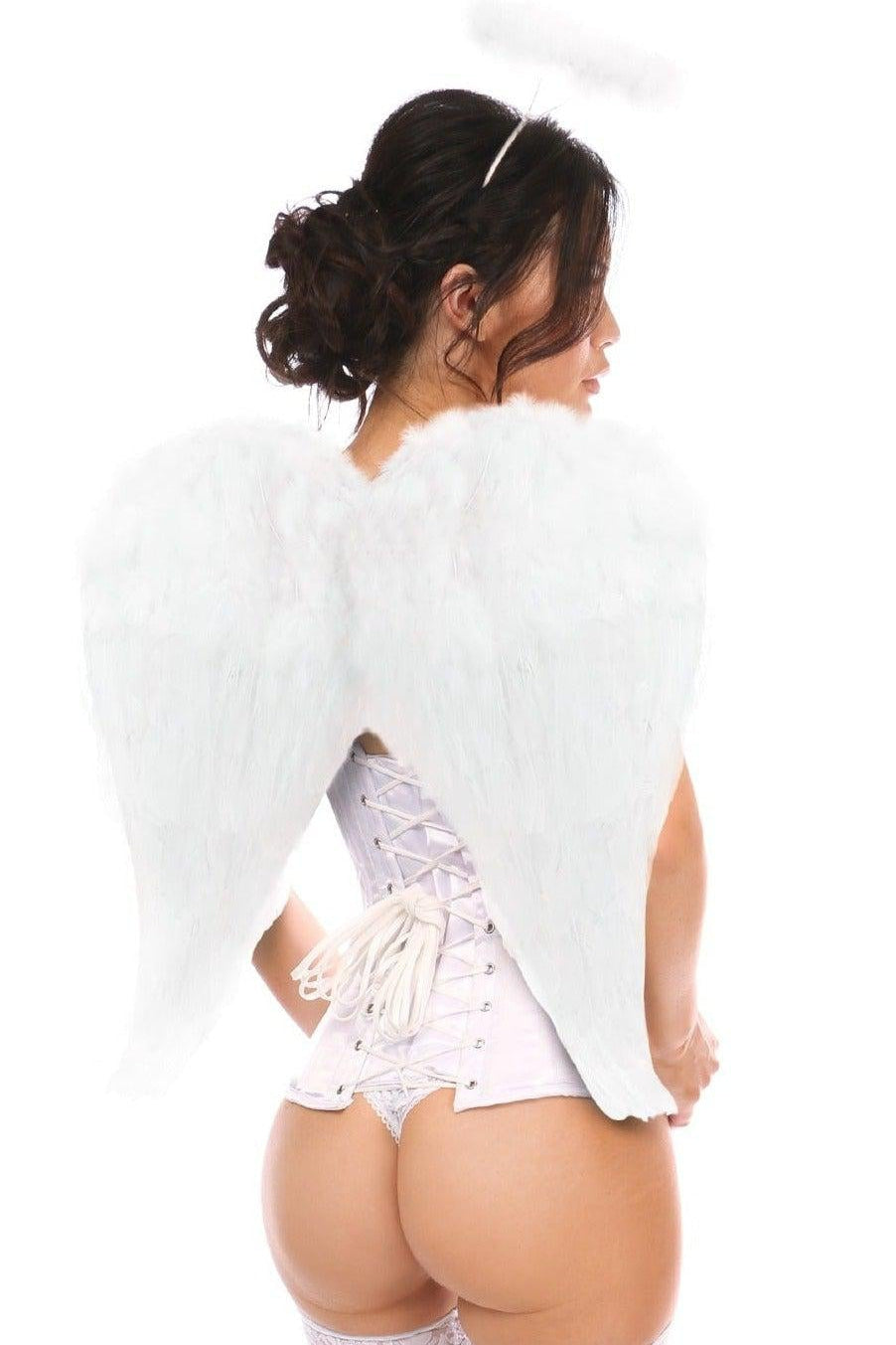 Three - Piece Alluring Angelic Corset Costume Set for Adults