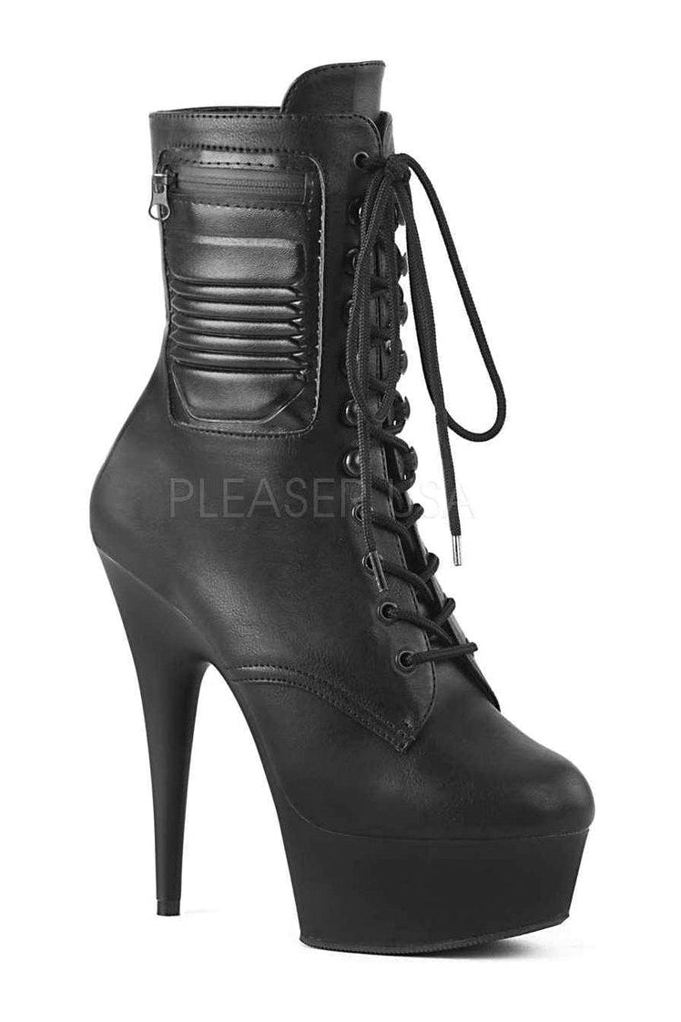 DELIGHT-1020PK Women's Fashionable Platform Ankle Boots in Black Artificial Leather